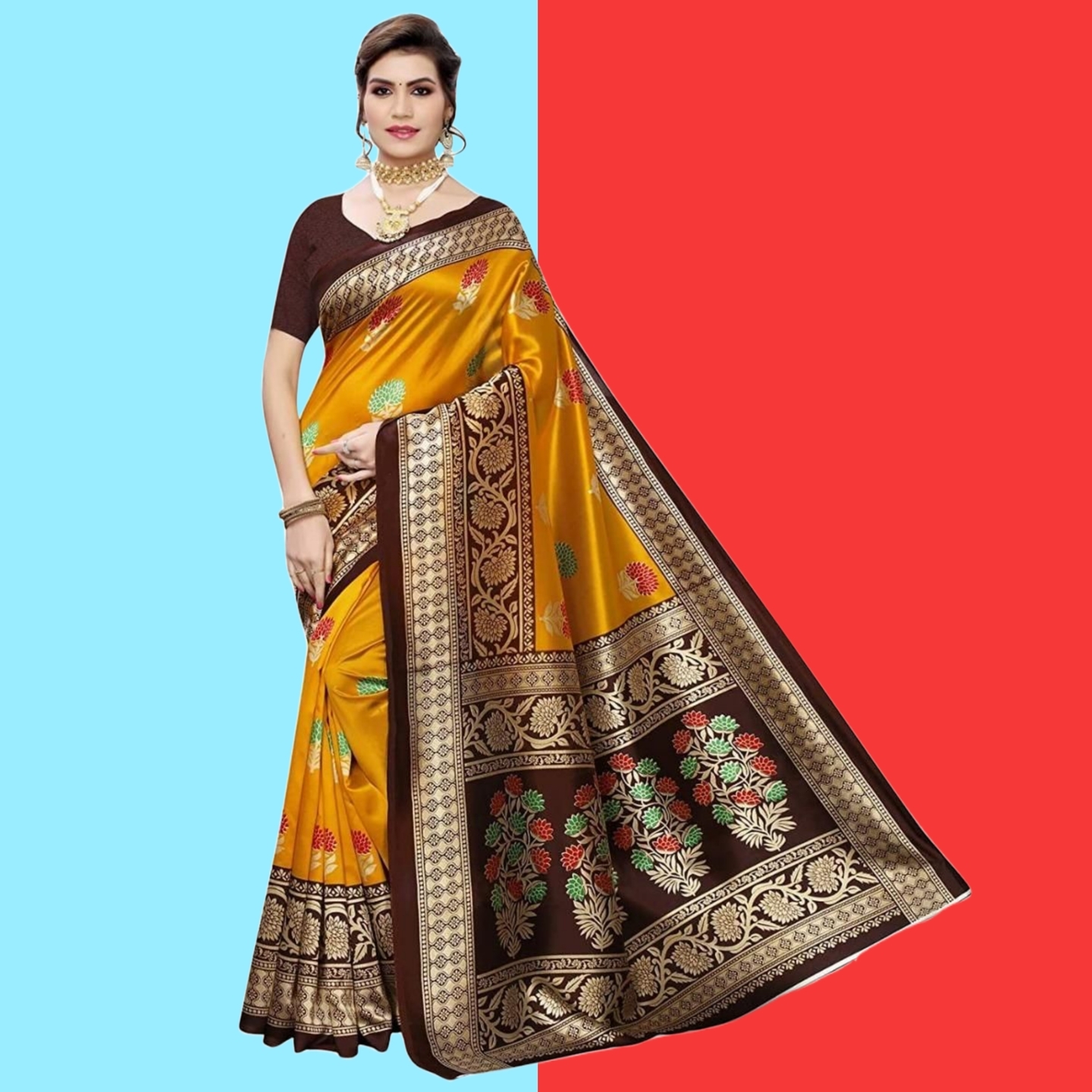 Stunning Printed Art Silk Sarees Code C1690423