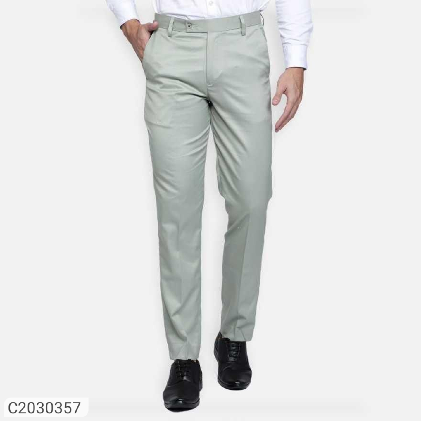 Lycra Blend Solid Regular Fit Mens Formal Trousers   2030357