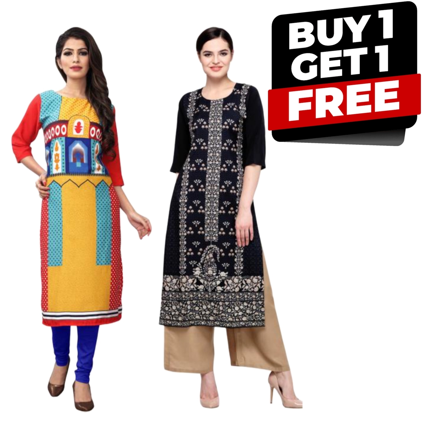 Womens Ethnic Motif Printed Crepe Kurti 4858001