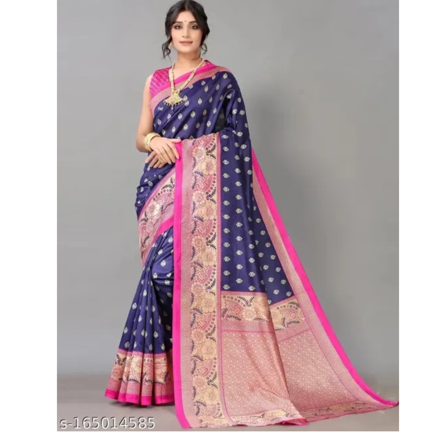 Art Silk Blue Lace border saree with blouse s-165014585