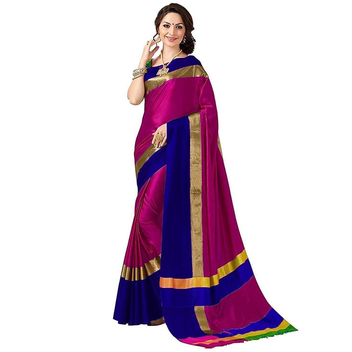 Latest Solid Cotton Saree With Border (Code: C650222)