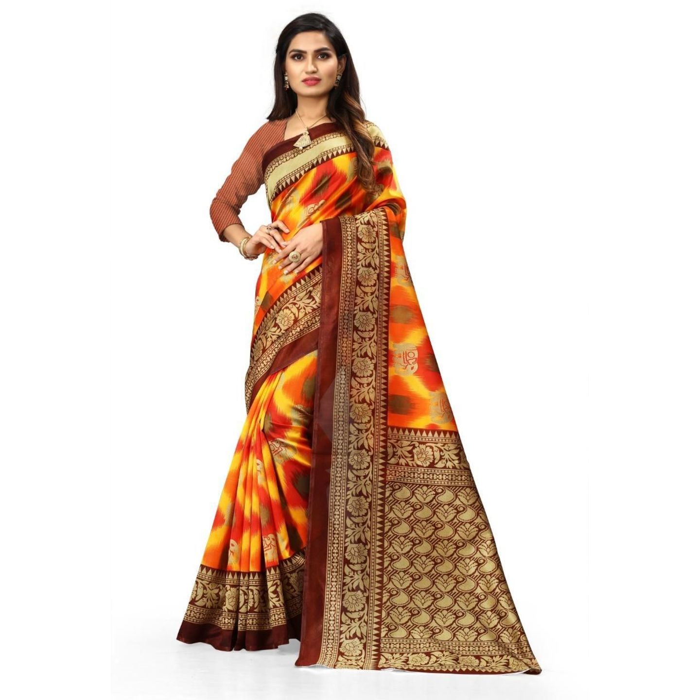 New Mysore Silk Printed Saree (Code: C1164650)