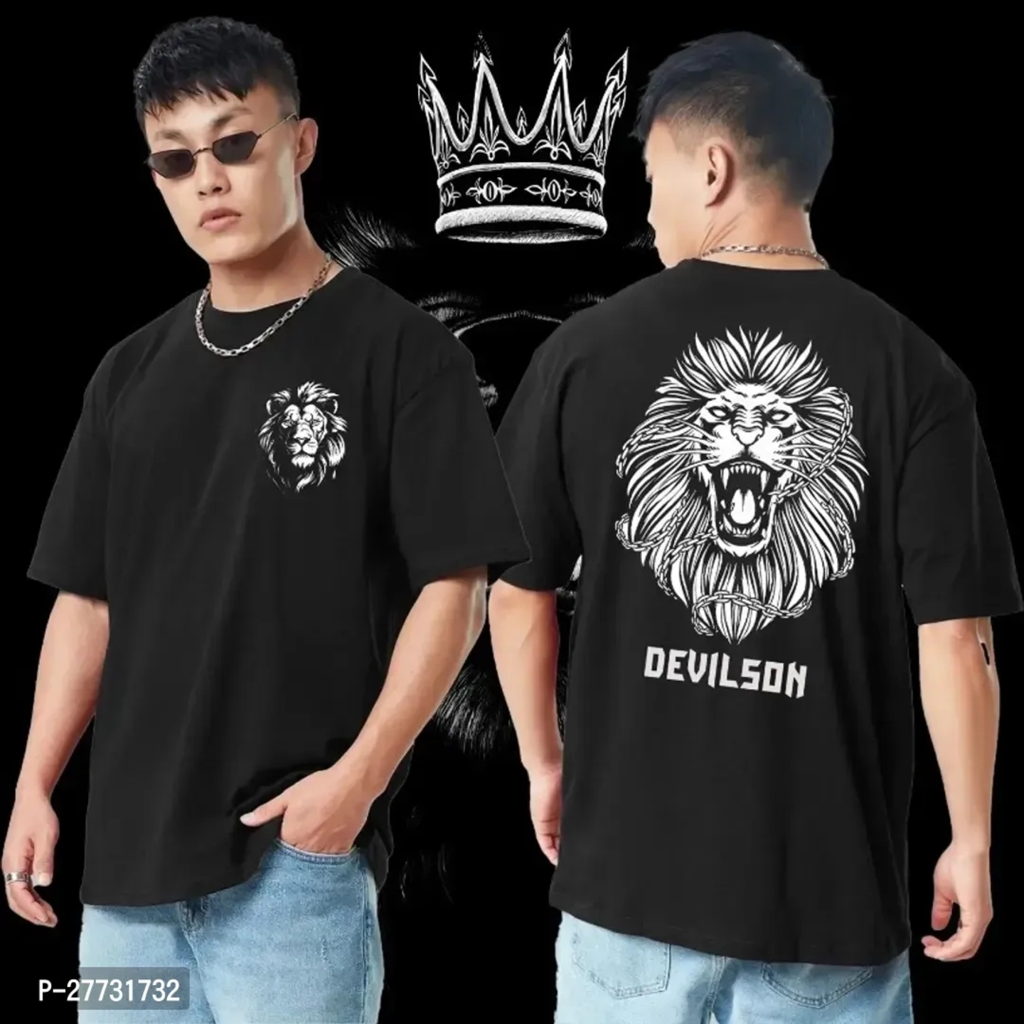 Caged Lion Roar Black Off Shoulder T-shirt P-27731732
