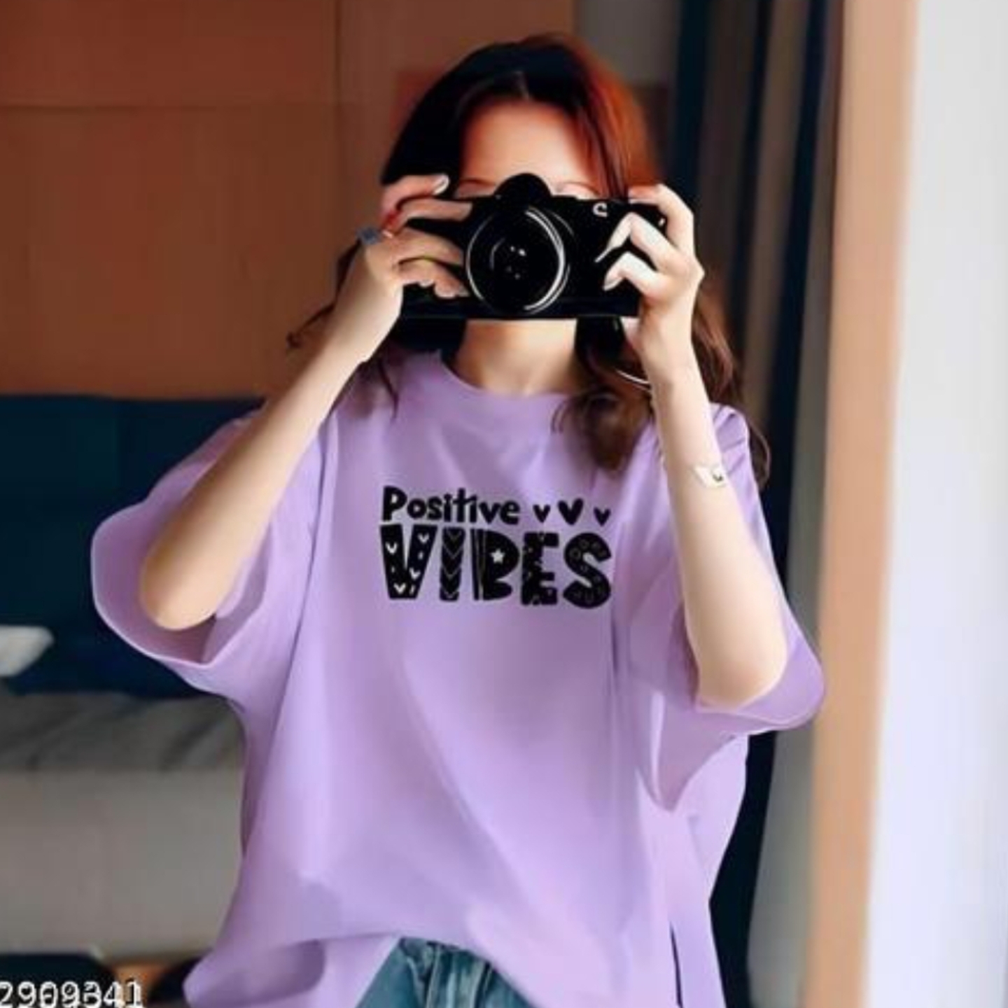 New Positive Vibes Print || Oversize T-shirt For Women S-322909341