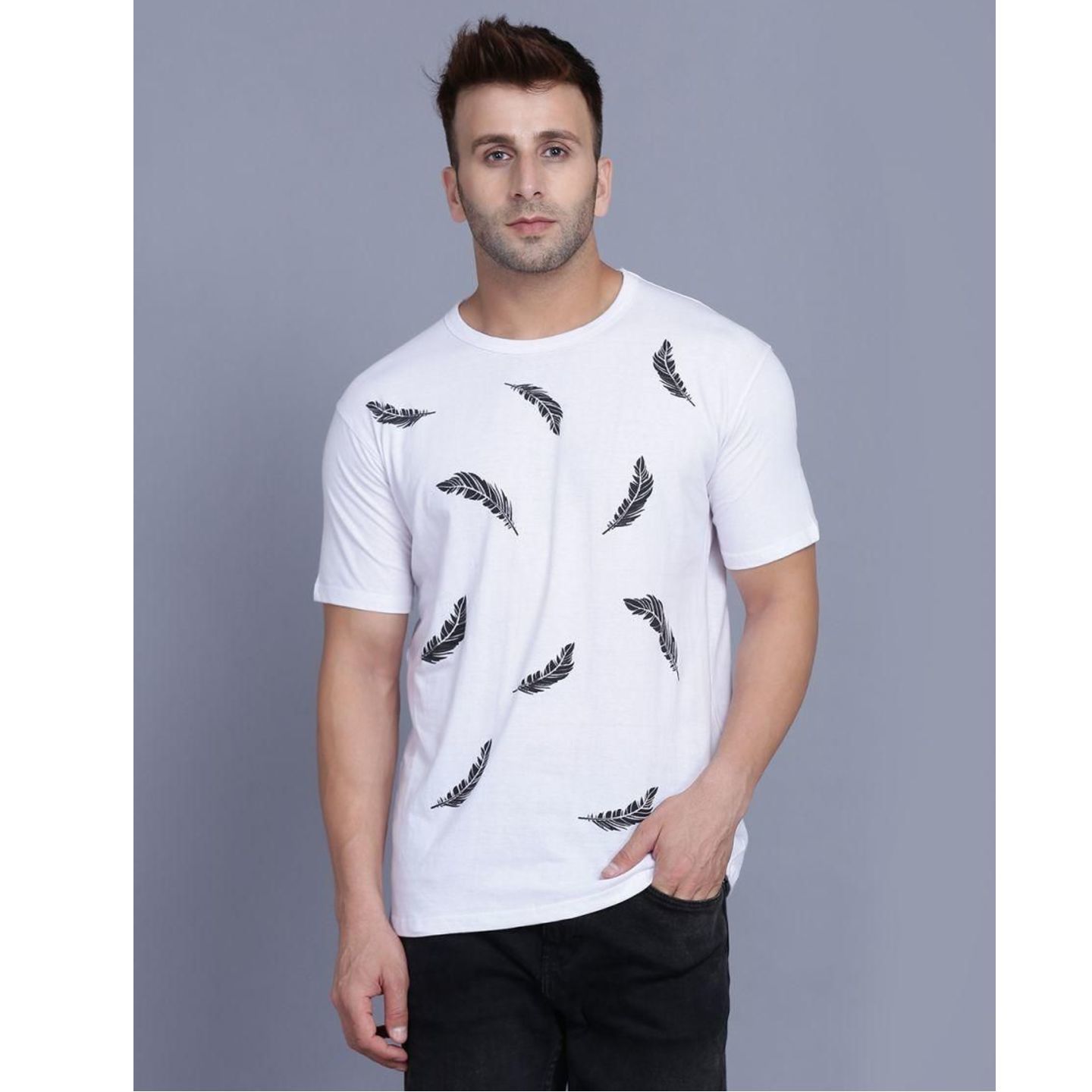 Cotton Linen Blend Printed T-Shirt (Code: C1348439)