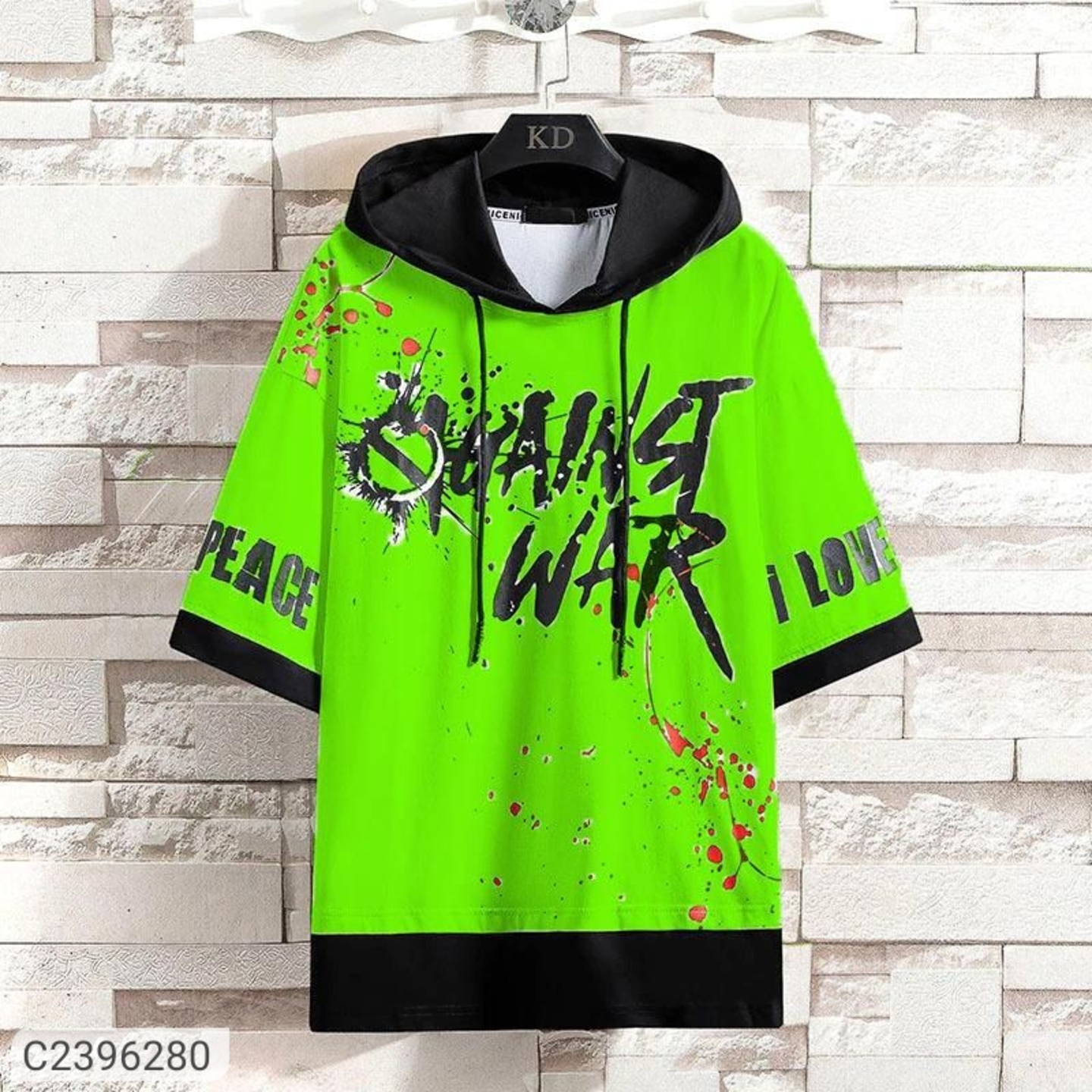 Cotton Printed Half Sleeves Mens Hooded Neck T-Shirt 2396280