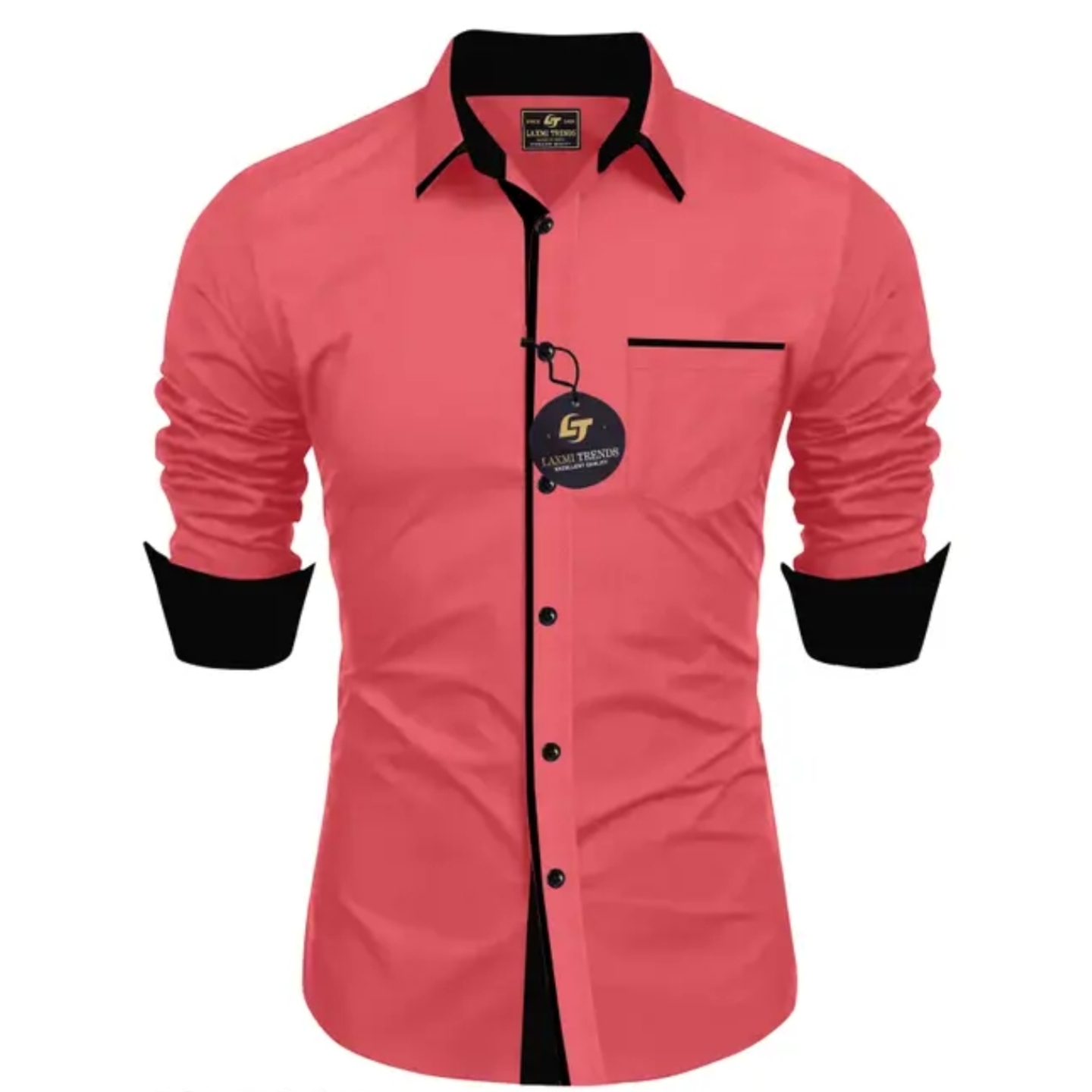 Men Regular Fit Solid Button Down Collar Formal Shirt
