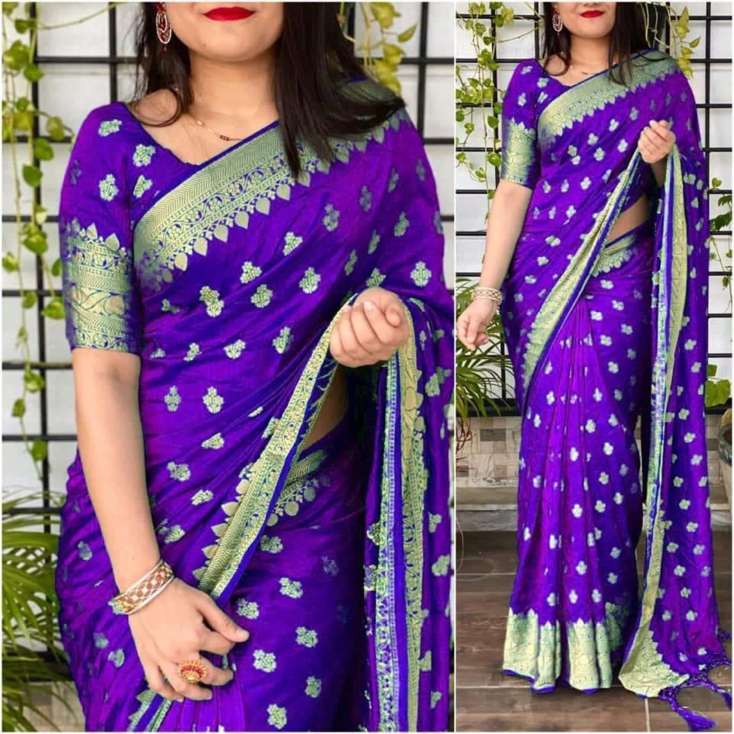 New Jacquard Woven Banarasi Silk Saree (Code: C1887016)