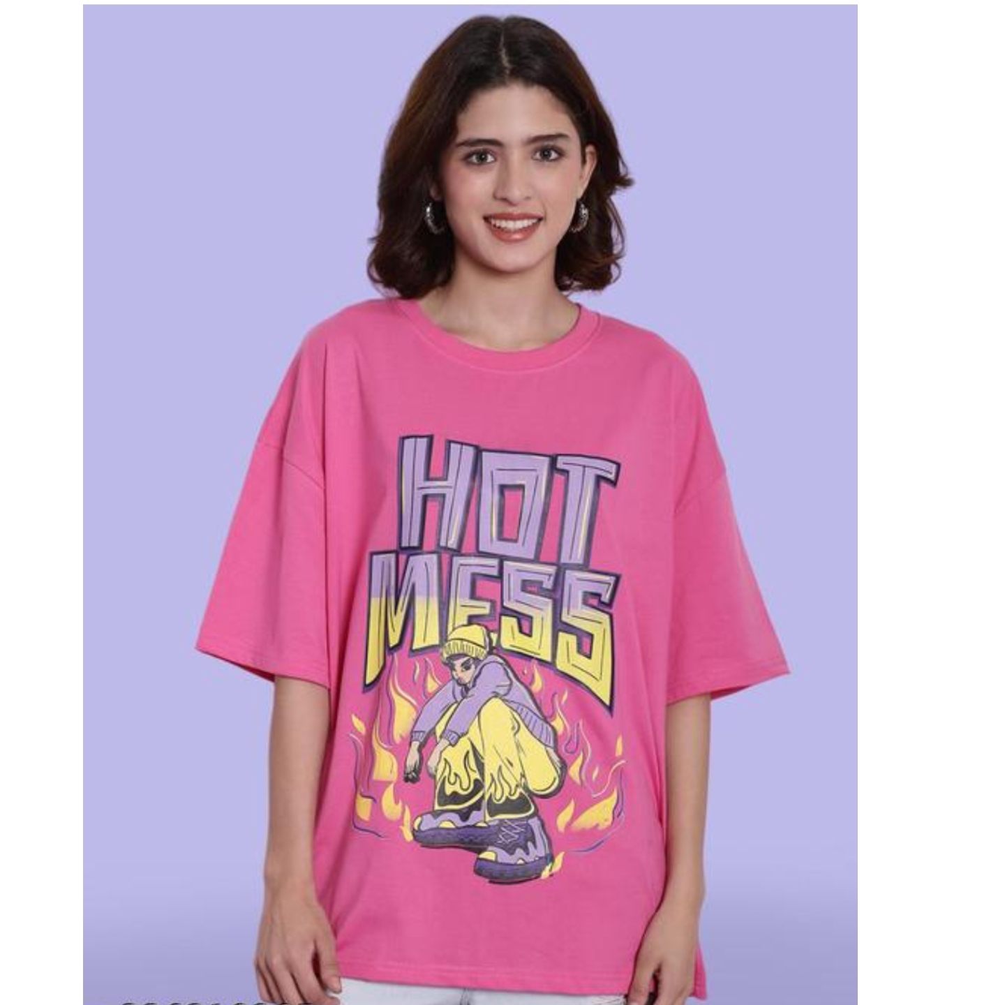 Oversize Printed Pink Color Womens tshirt 336219205 