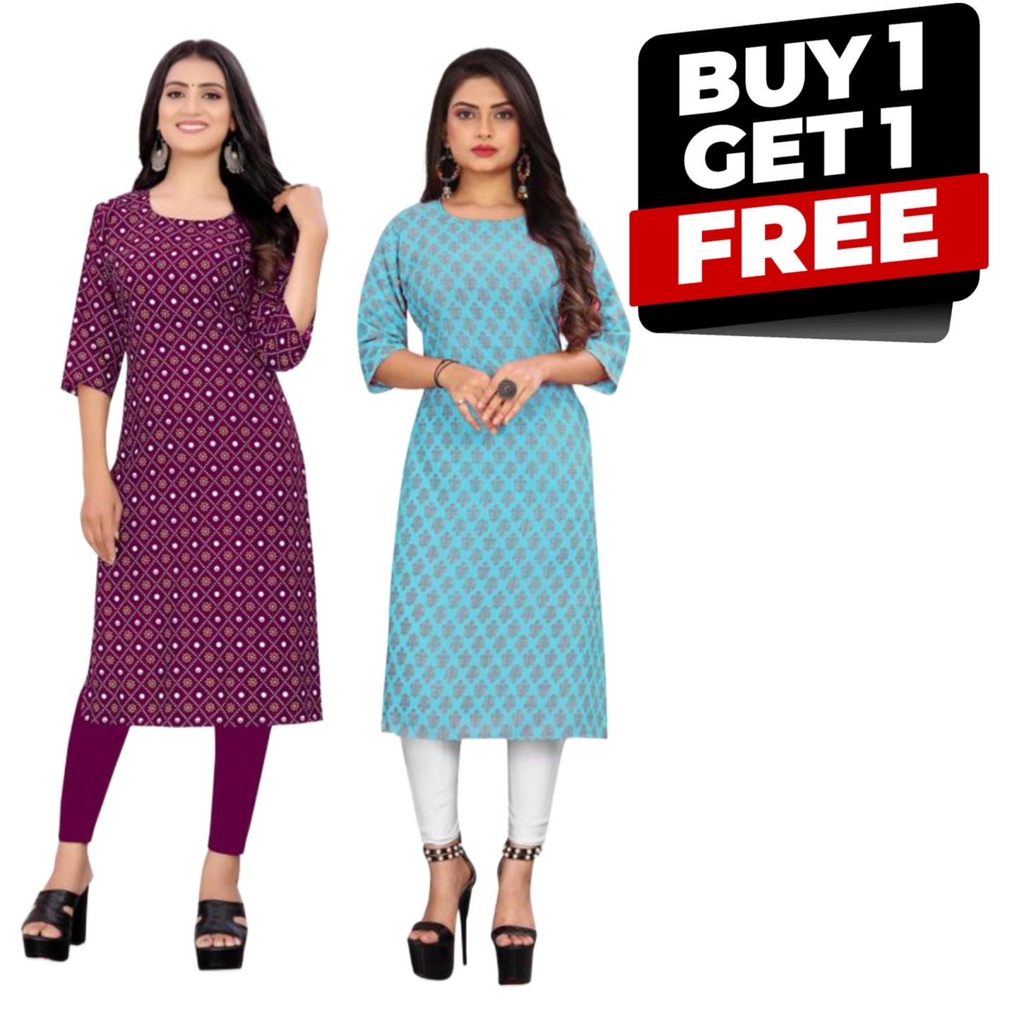 Women Crepe Fabric Printed Straight Kurti 355873389