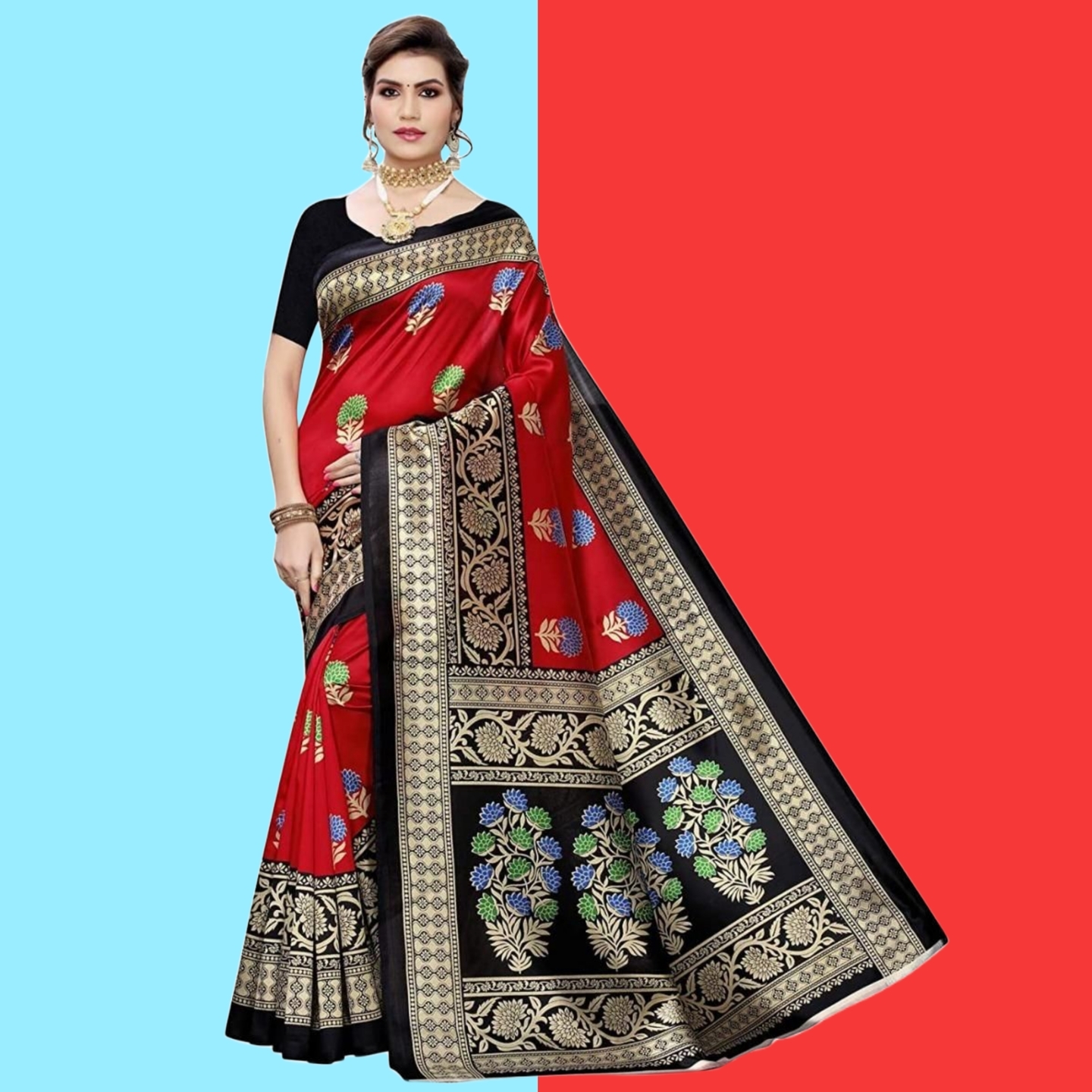 Attractive Printed Art Silk Sarees (Code: C1690600)