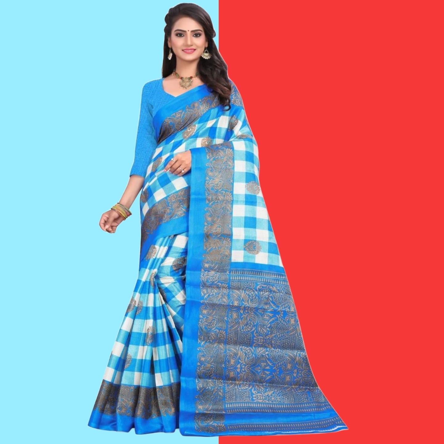 New Printed Art Silk Saree (Code: C1690507)