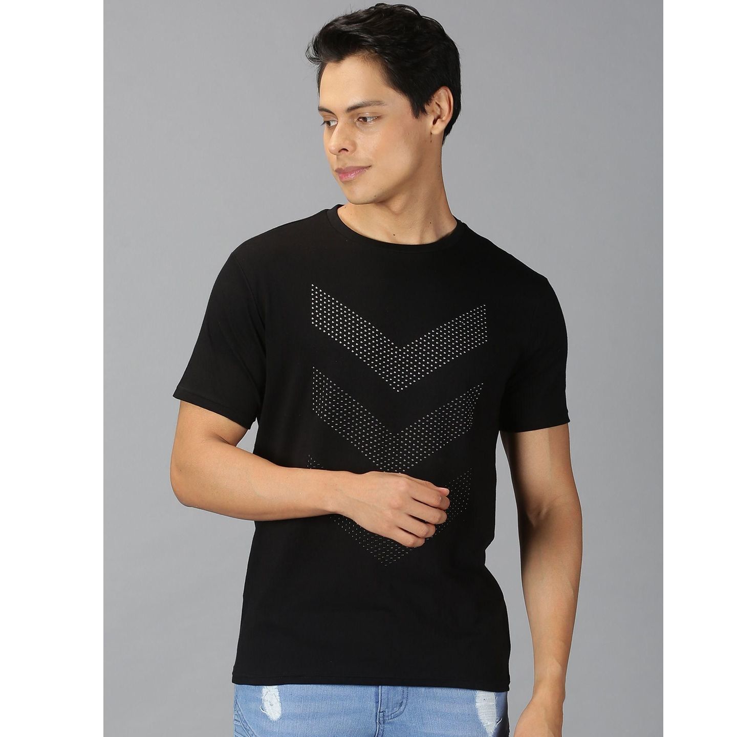UrGear Cotton Geometric Print Half Sleeves Round Neck Mens Casual T-Shirt (Code: C2088405)