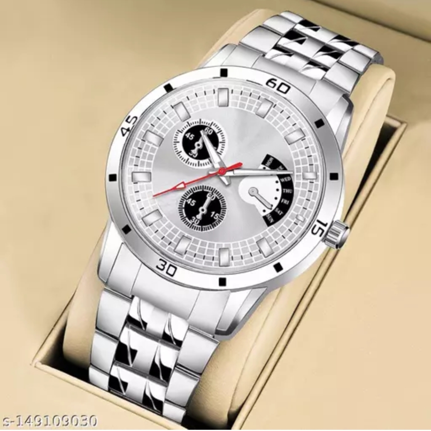 Classy Men Analogue Causal Sliver Stainless Steel Analog Watch