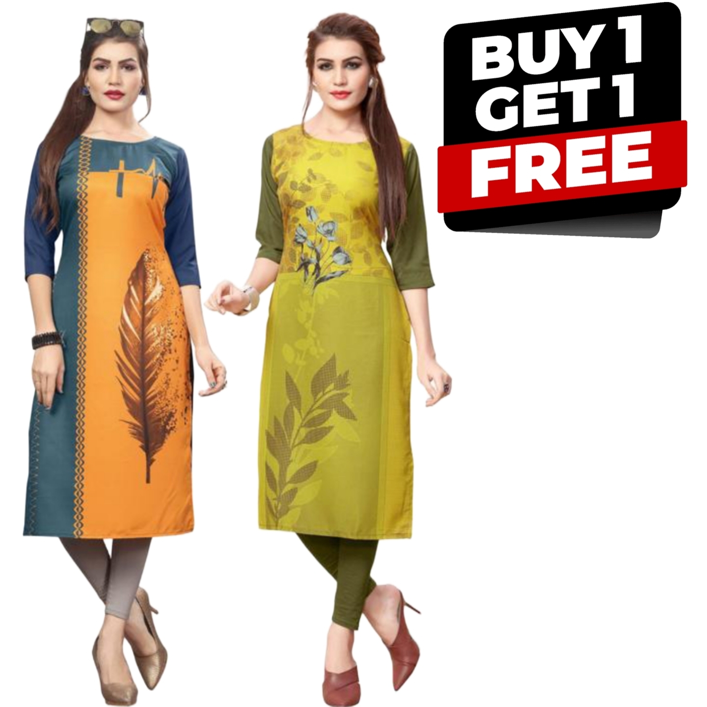 Womens American Crepe Straight Kurta Combo-2kurti -49288656
