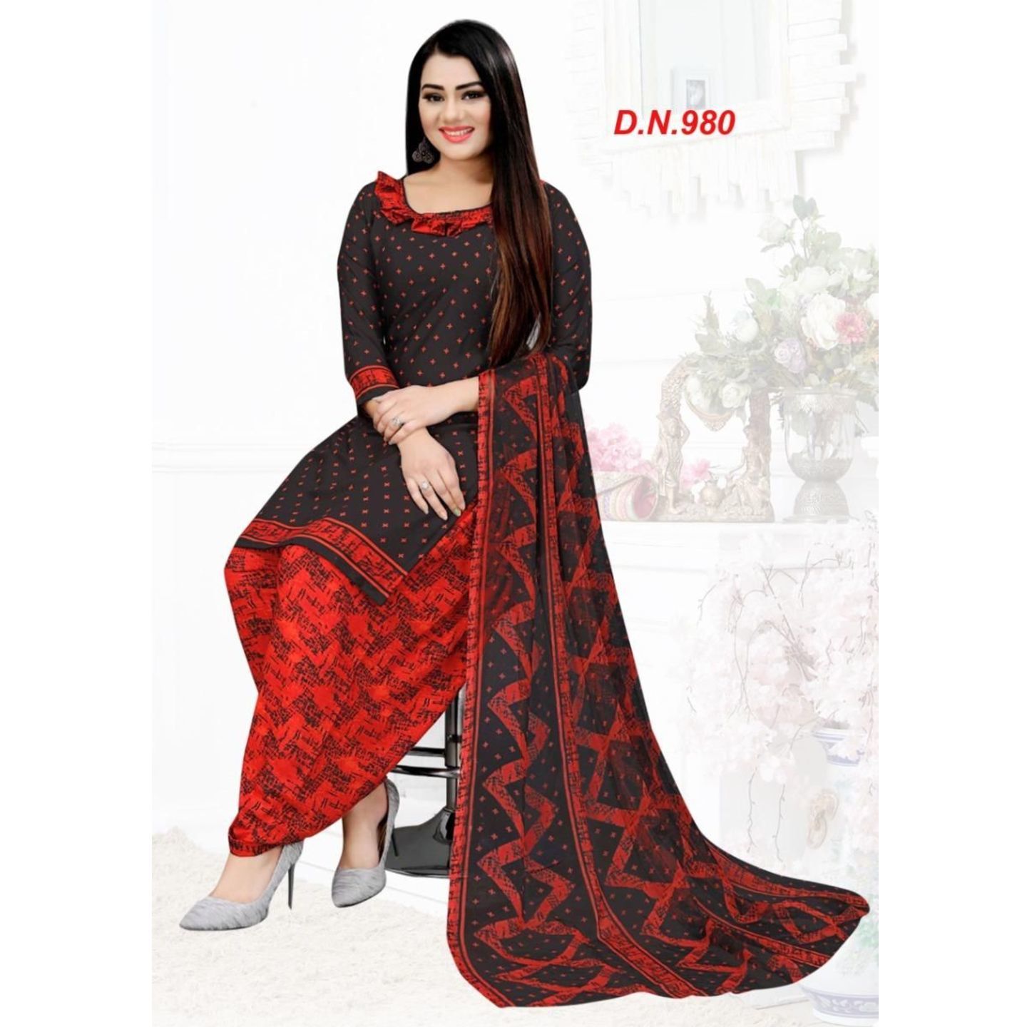 Stunning Printed Women Crepe Navratri Dress Materials (Code: C1852067)