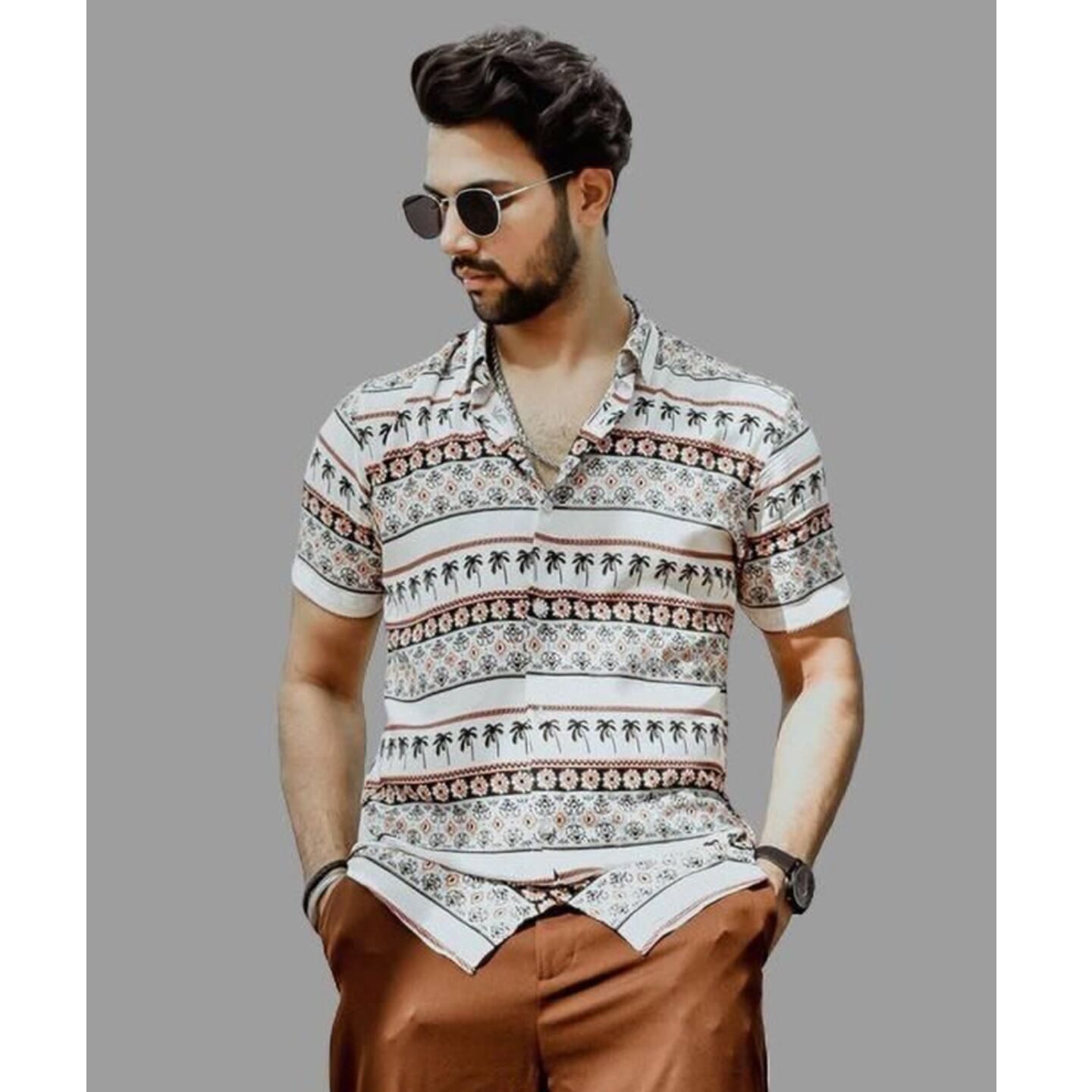 Rayon Printed Half Sleeves Regular Fit Mens Casual Shirt Code C2396660