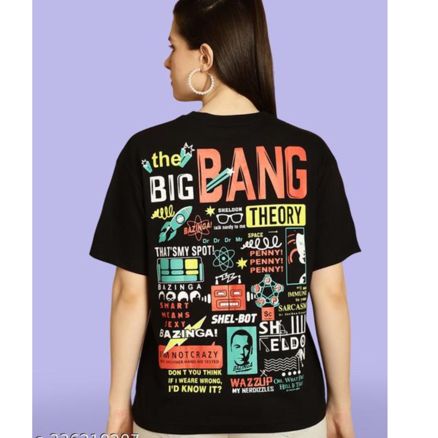 Oversize Printed Black Color Womens tshirt  S-336219207