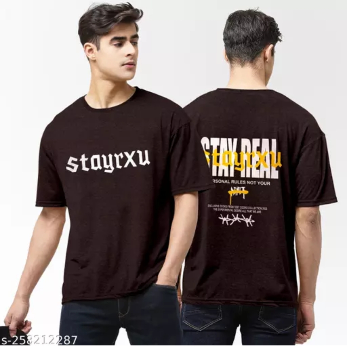 STUBY Cotton Men Typography Round Neck T-Shirt s-258212287