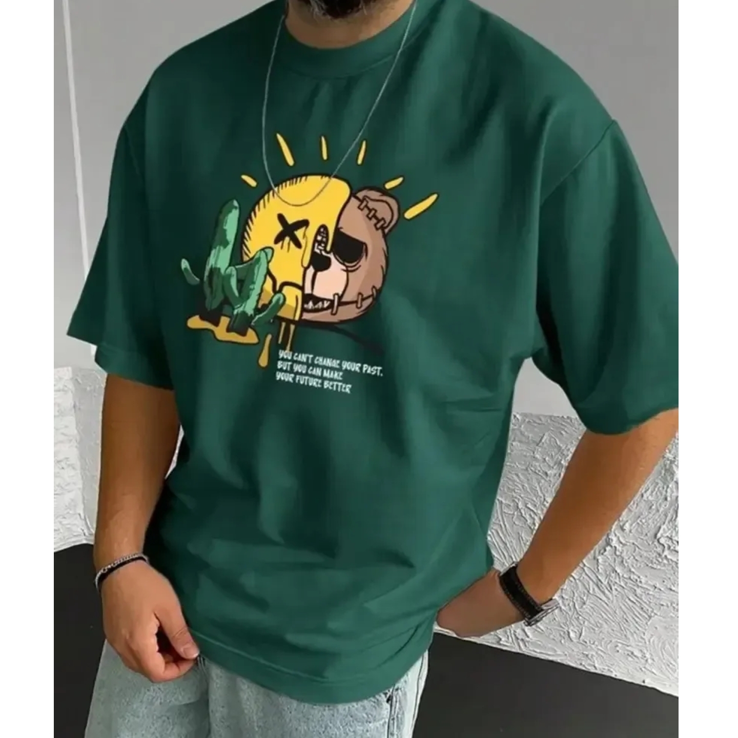 Trendy Stylish Cotton Blend Typography Round Neck Tees for Men P-27293506