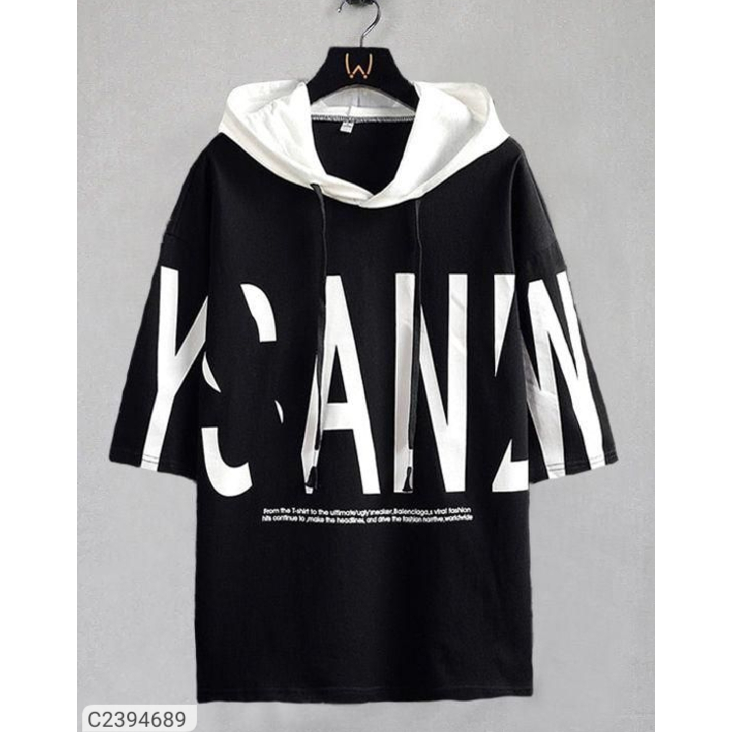 Cotton Blend Printed Half Sleeves Mens Hooded Neck T-Shirt 2394689