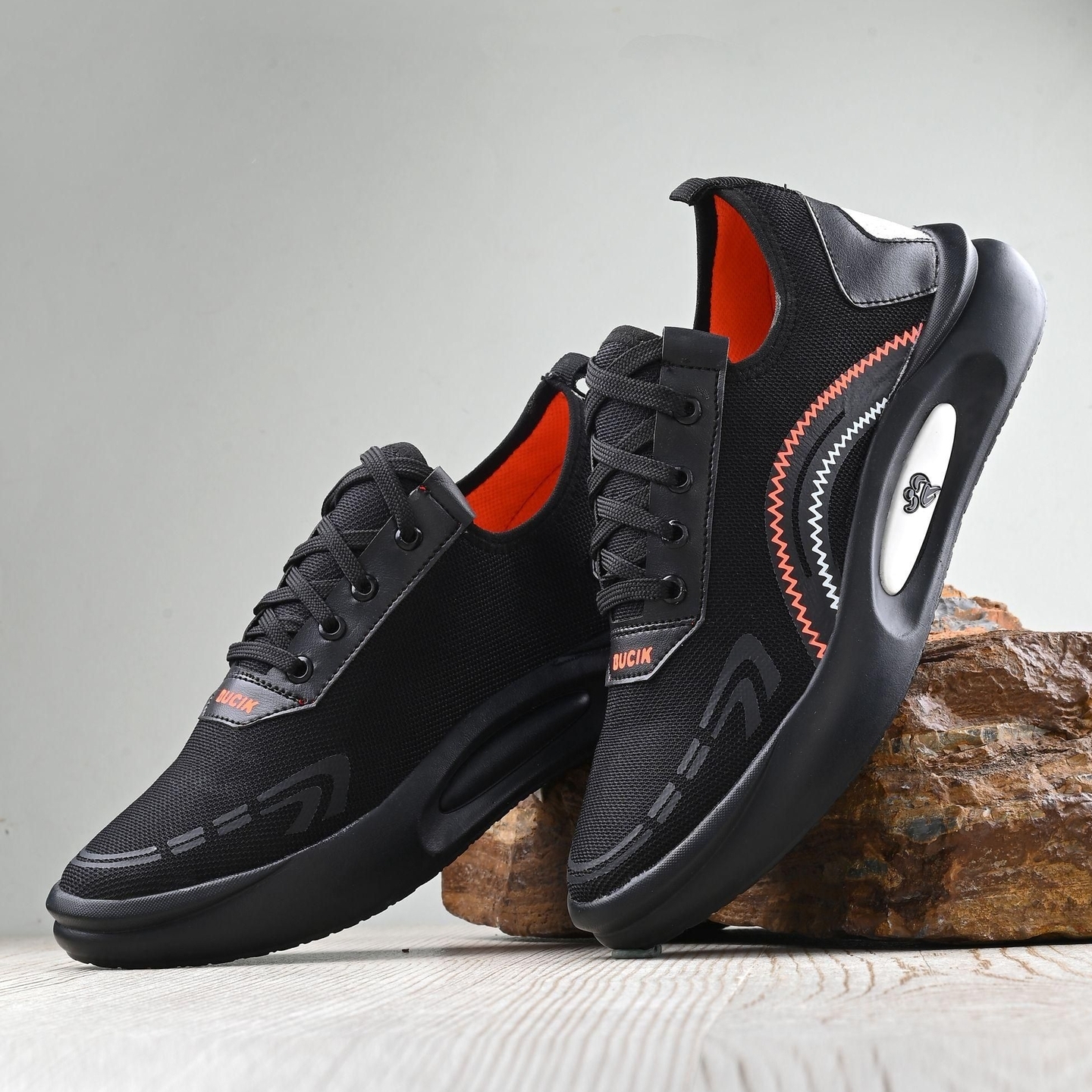 Bucik Mens Black Synthetic Leather Lace-Up Sport Shoe 2394359