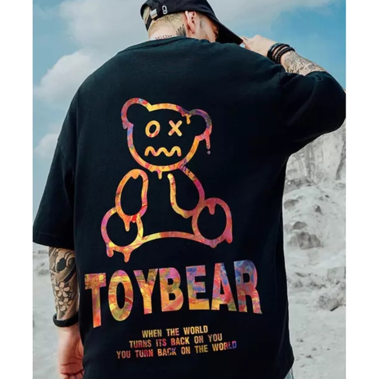 COMUNITTI Graphic Print Men Round Neck Black T-Shirt s-375275966