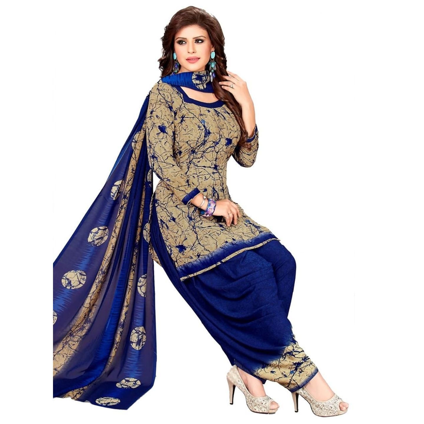 Pretty Women Crepe Printed Navratri Dress Material (Code: C934151)