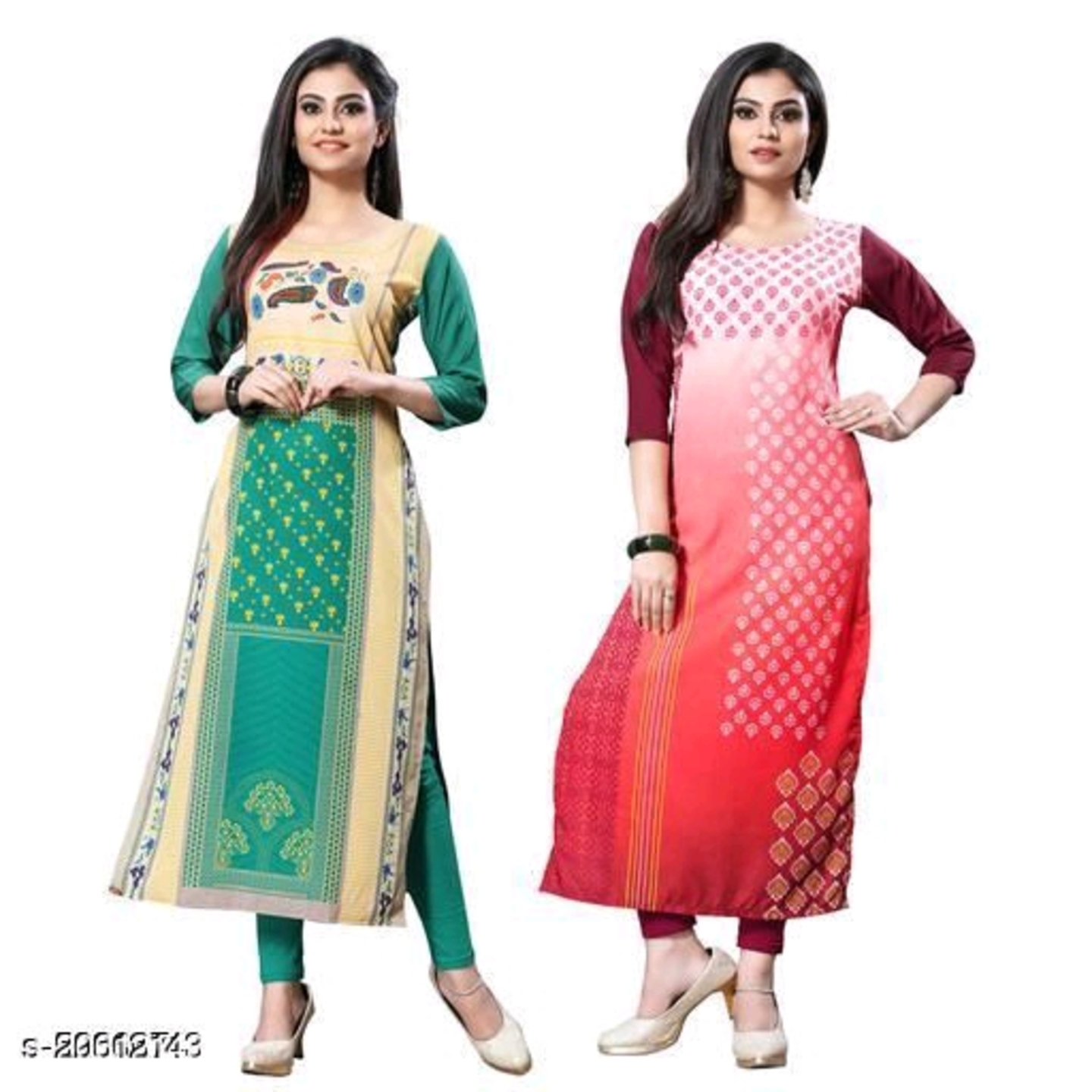 Womens Crepe Printed  Kurti combo of 2