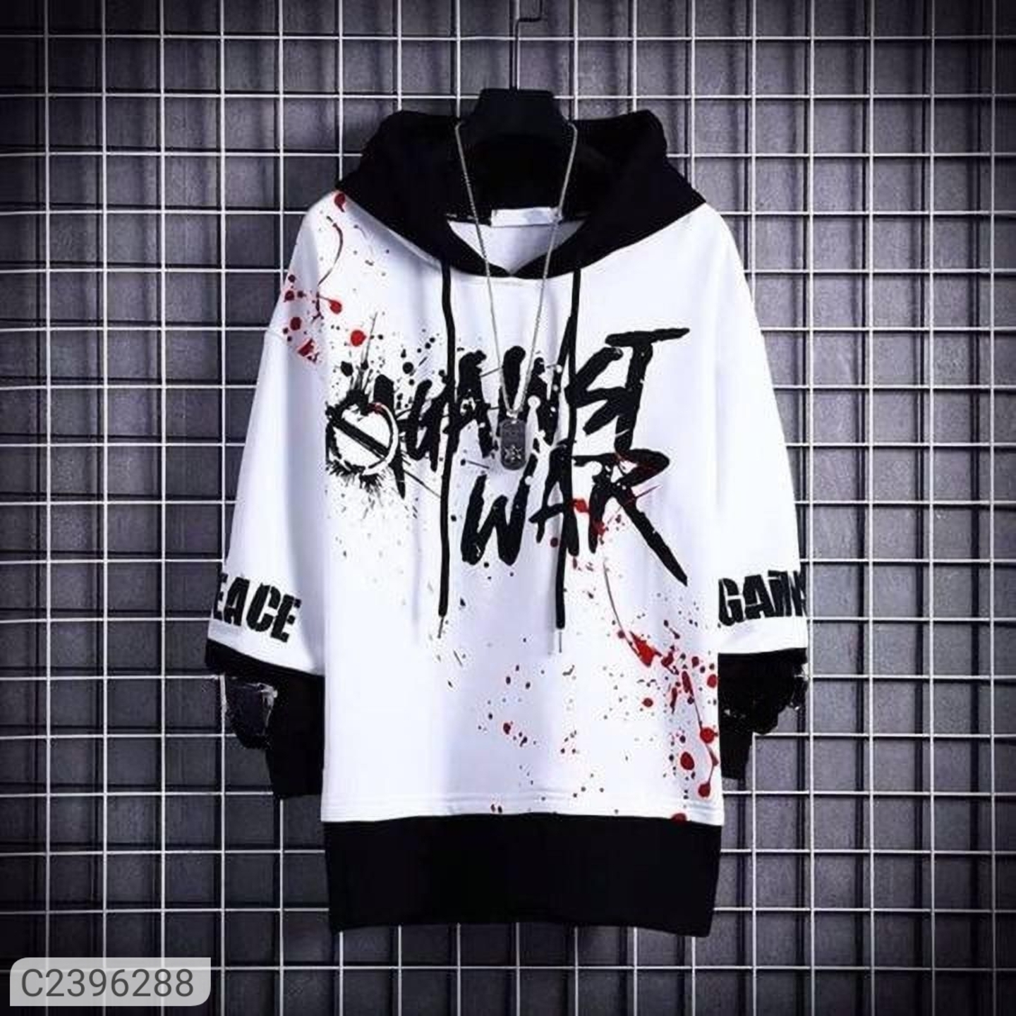 Cotton Printed Half Sleeves Mens Hooded Neck T-Shirt 2396288