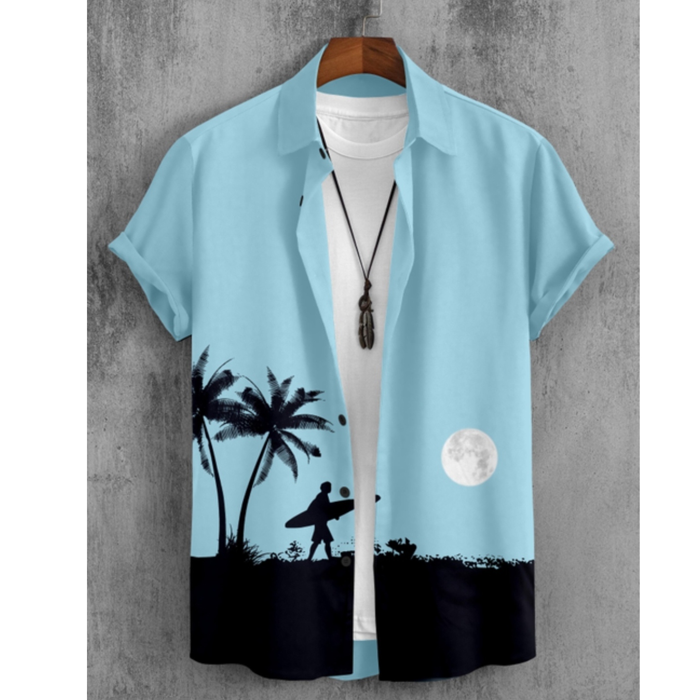 Men Solid Fashion Lycra Printed Flower Print Slim Fir Spread Collar Casual ShirtS-371116696