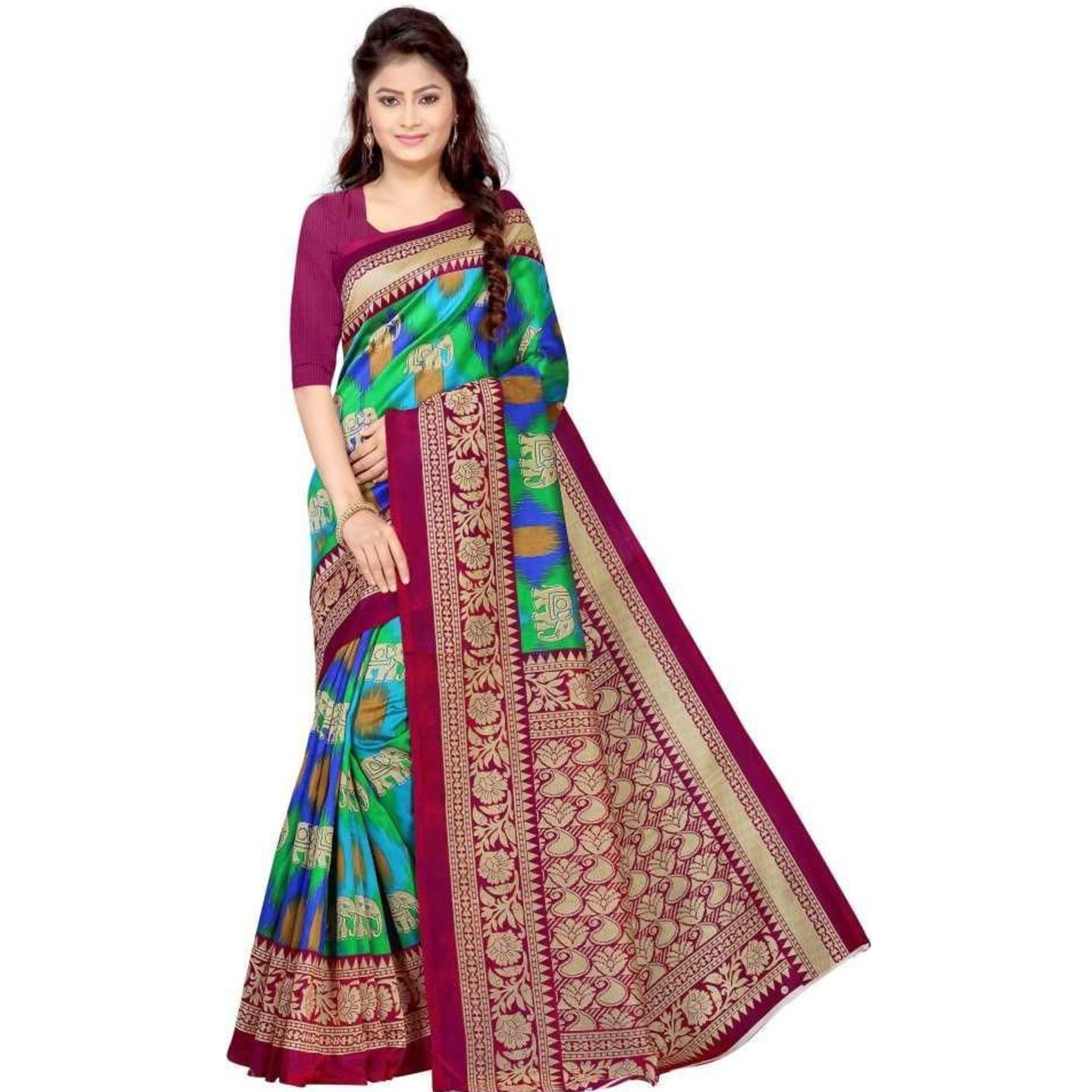 Pretty Mysore Silk Printed Saree (Code: C1133510)