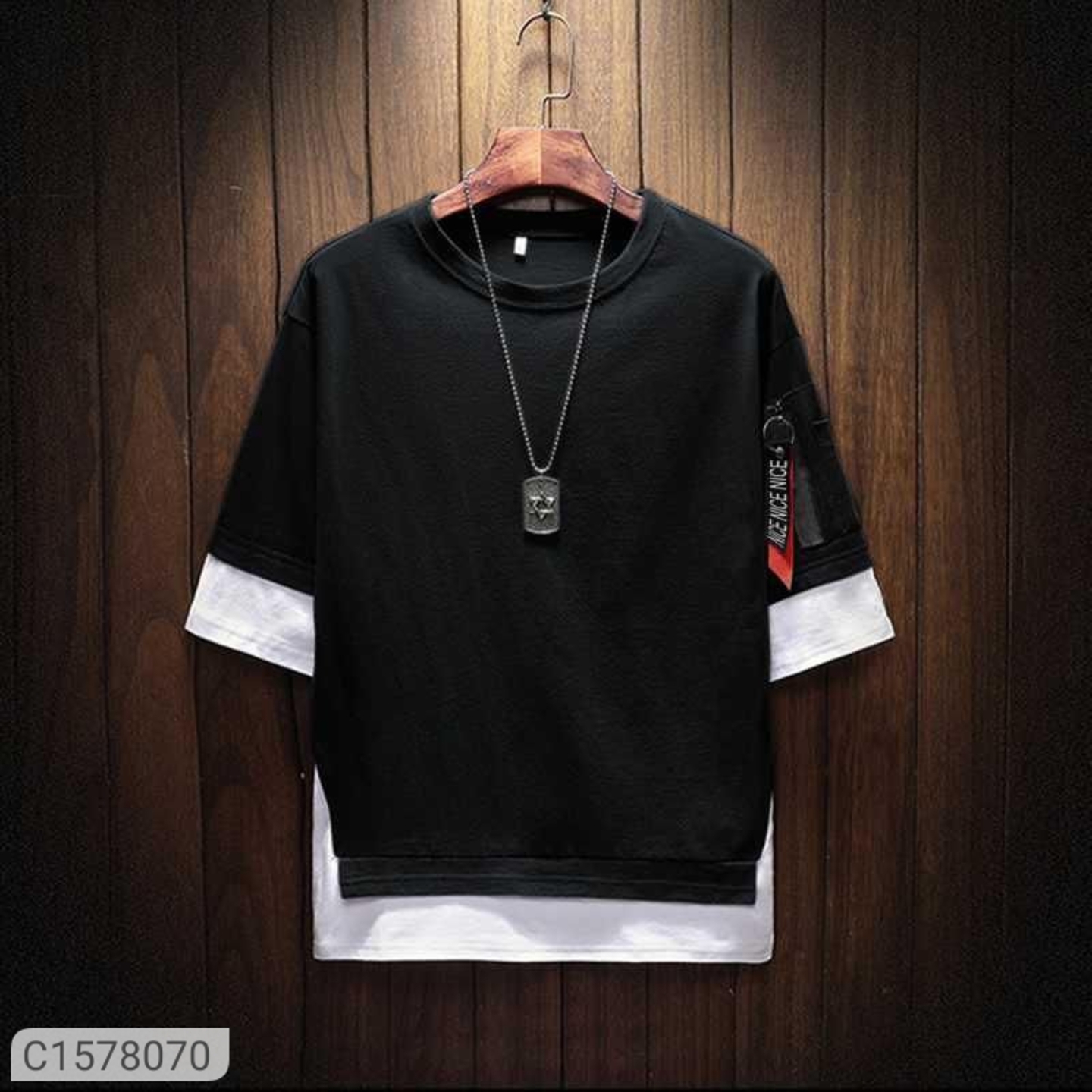 Cotton Blend Solid Half Sleeves T-Shirt 1578070