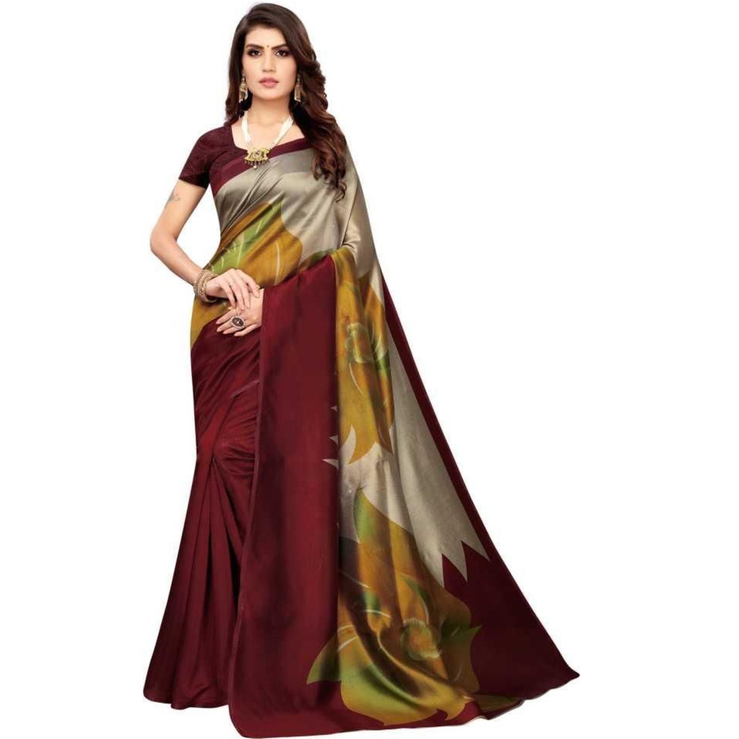 Unique Mysore Silk Printed Saree (Code: C1133530)