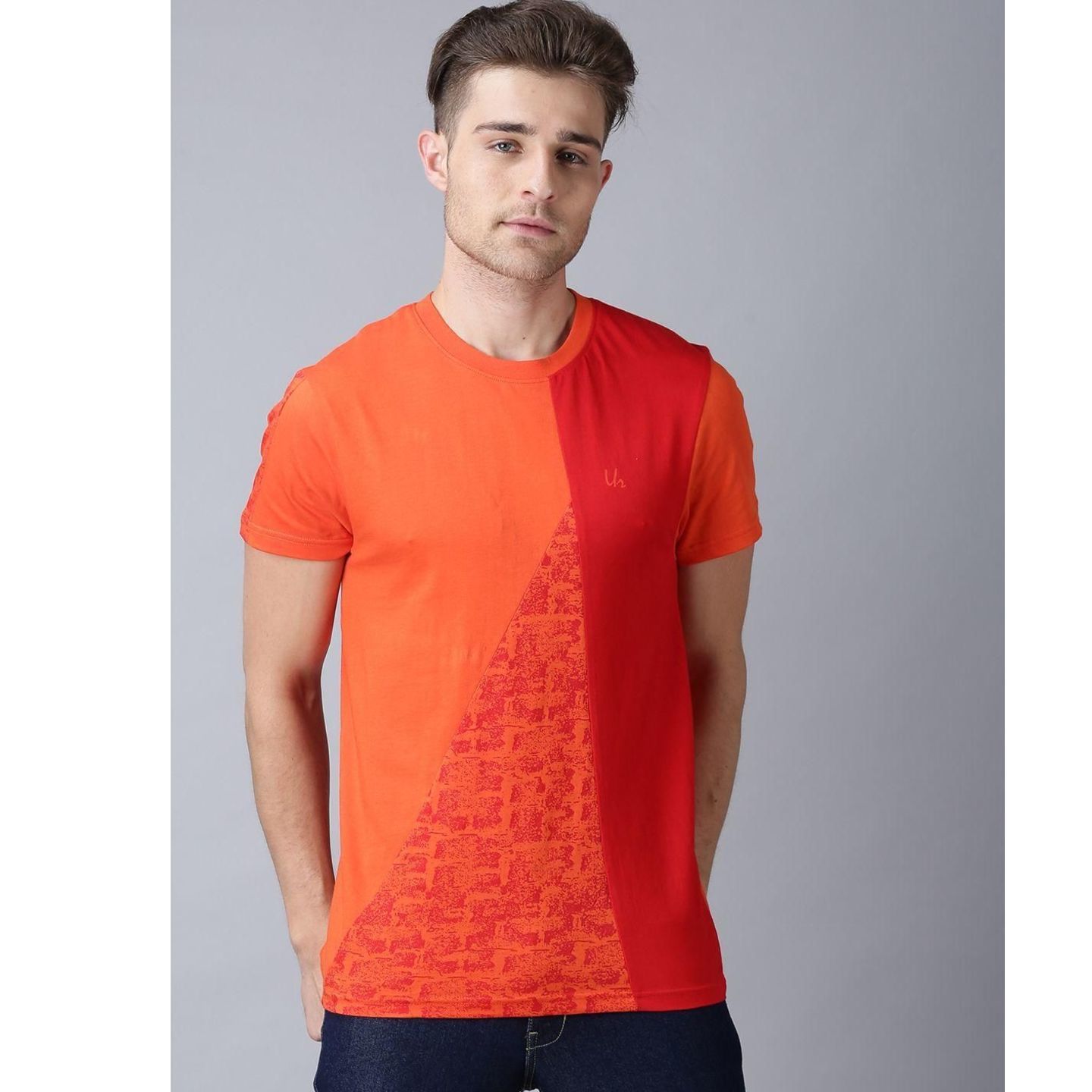 UrGear Cotton Color Block Half Sleeves Round Neck Mens T-Shirt (Code: C2093079)