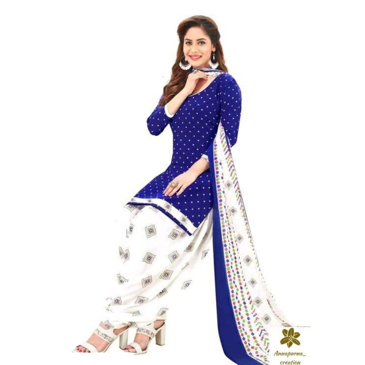 Elegant Printed Crepe Dress Materials / Suit (Code: C1852081)