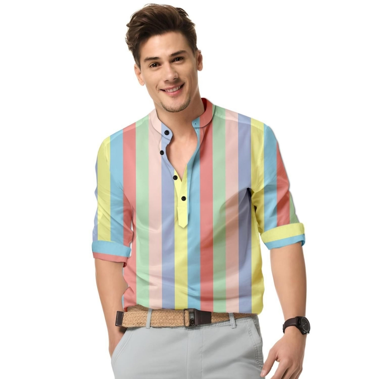 Men's Cotton Blend Printed Full Sleeves Shirt 2423140