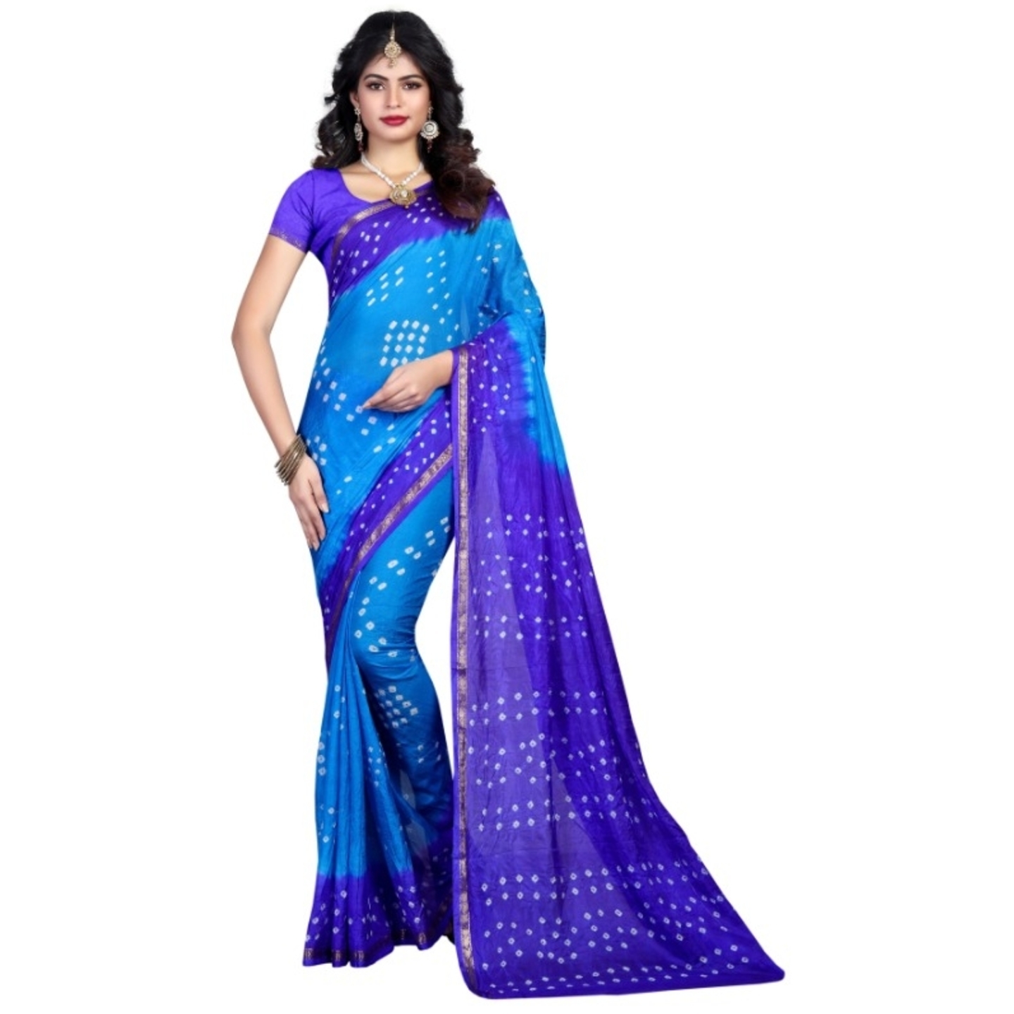 Adorable Bandhani Print Lichi Viscose Silk Saree (Code: C455683)