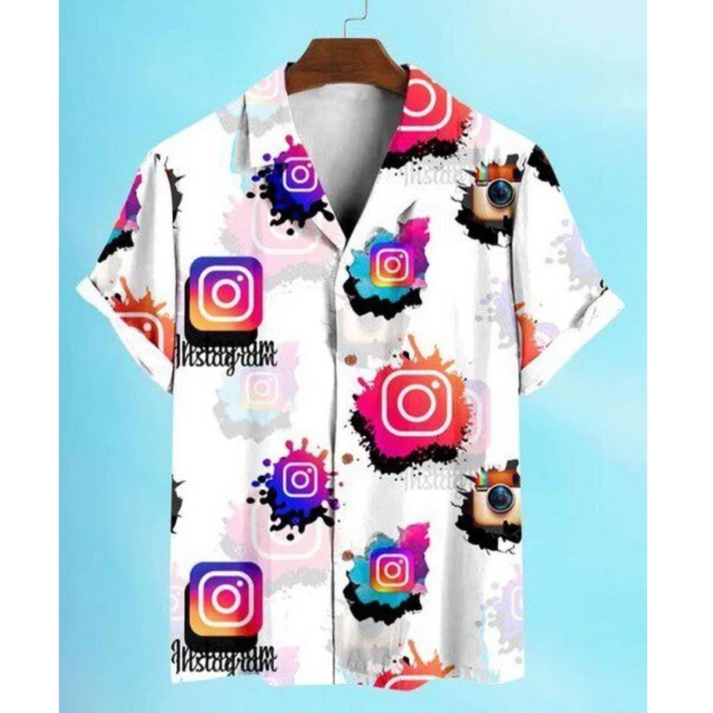 mens regular casual lycra printed mens shirt -322630173