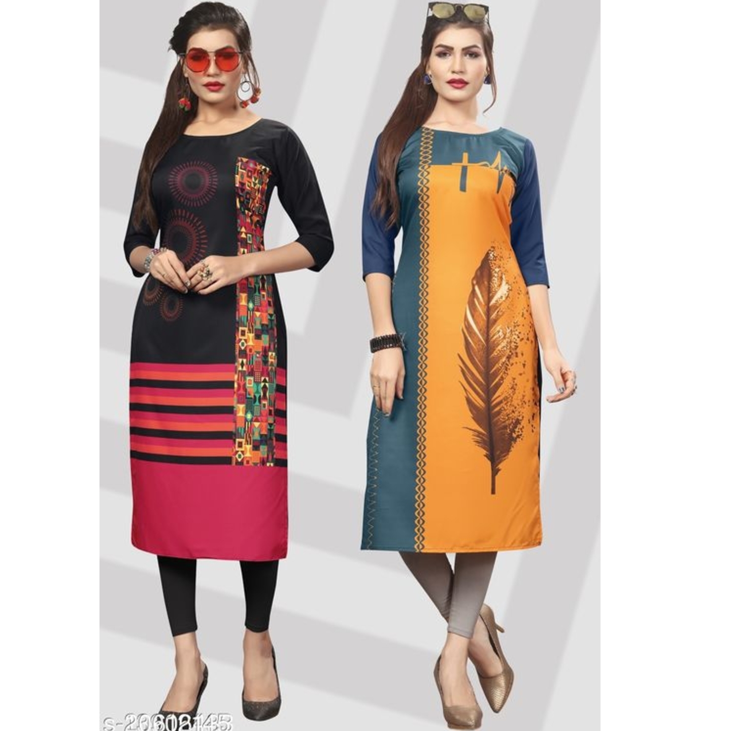 Womens Crepe Printed  Kurti combo of 2