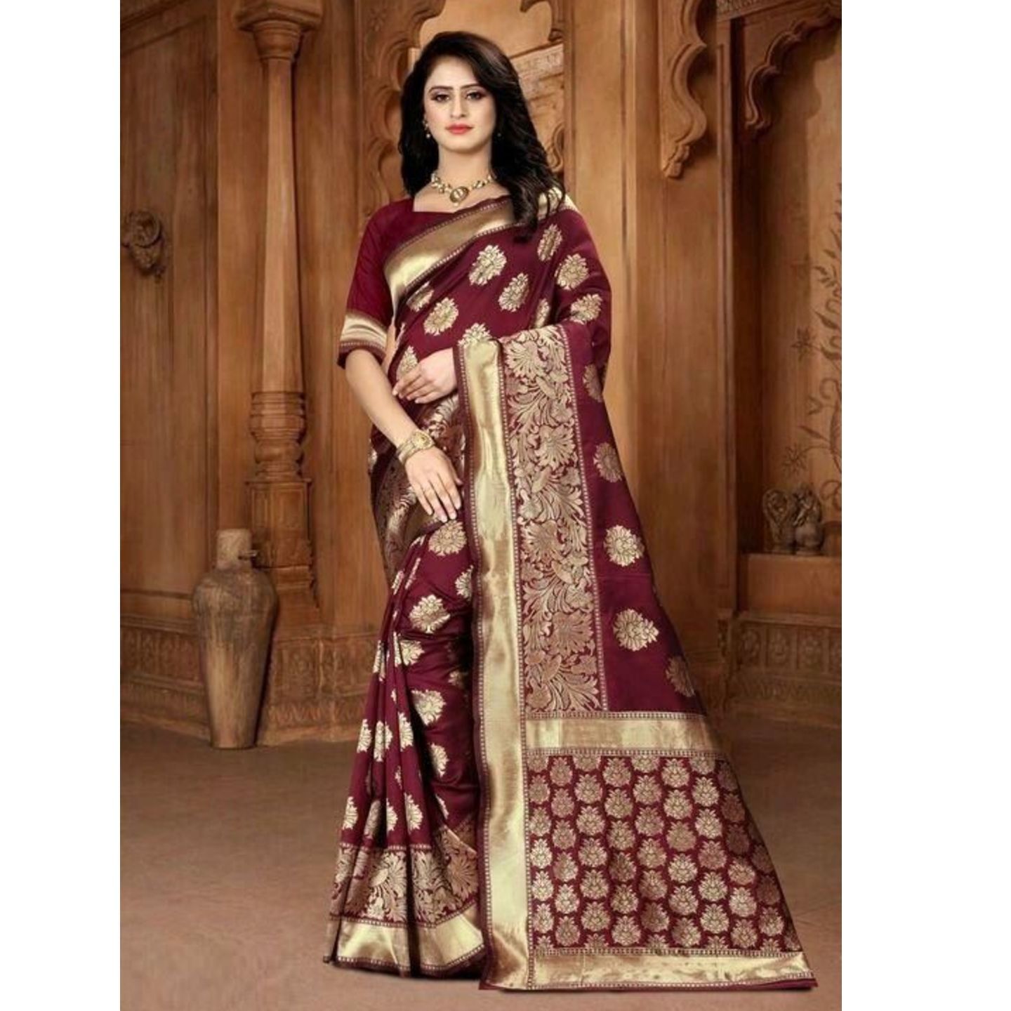 Unique Jacquard Weaving Kanjivaram Silk Sarees (Code: C1918431)