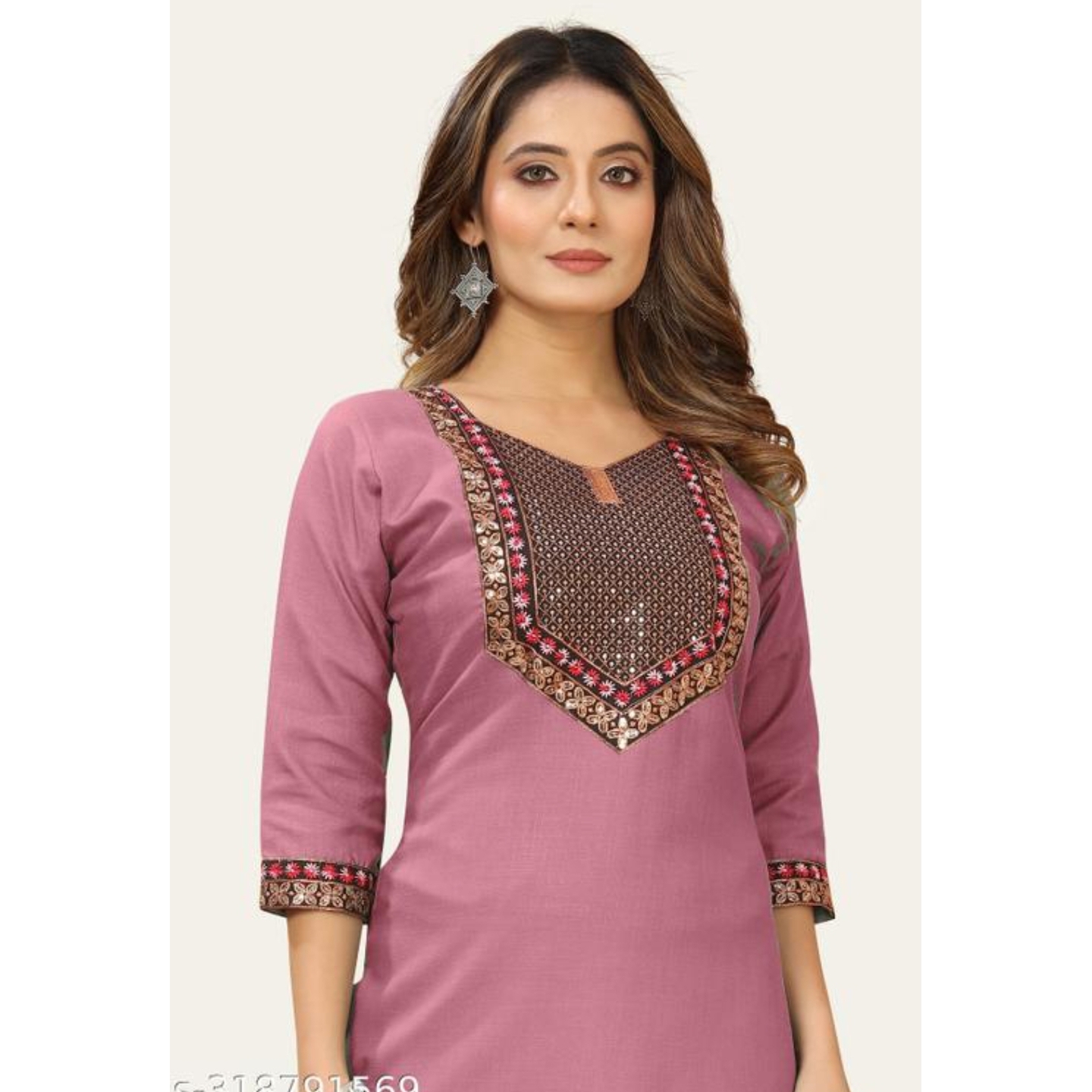 stylelist kurti with embroidered work 318791569