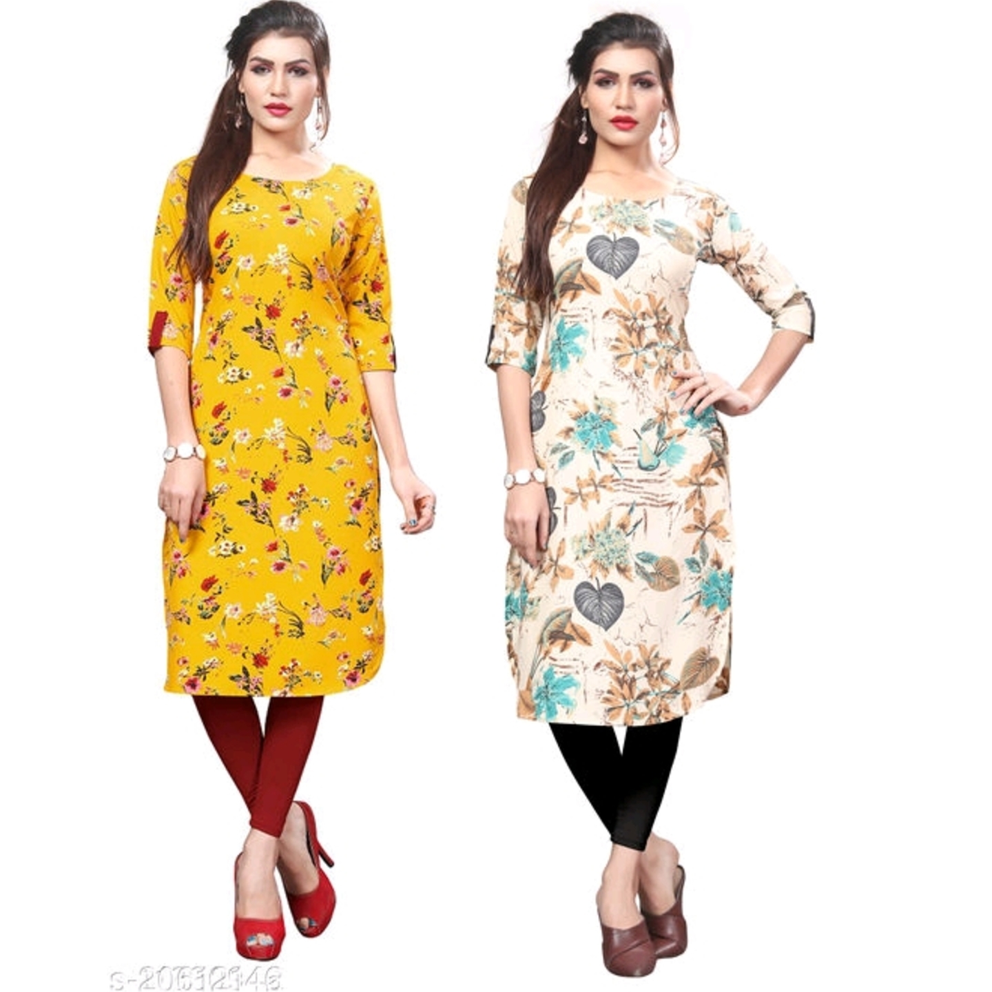 Womens Crepe Printed  Kurti combo of 2