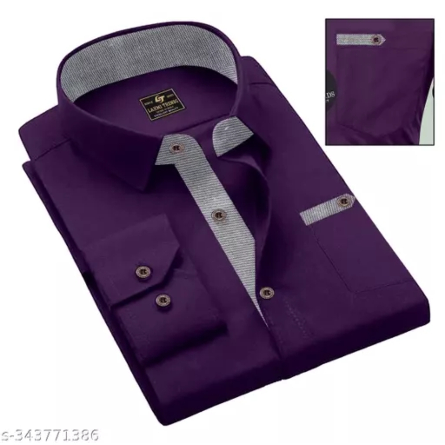 Men Regular Fit Solid Button Down Collar Formal Shirt S-343771386