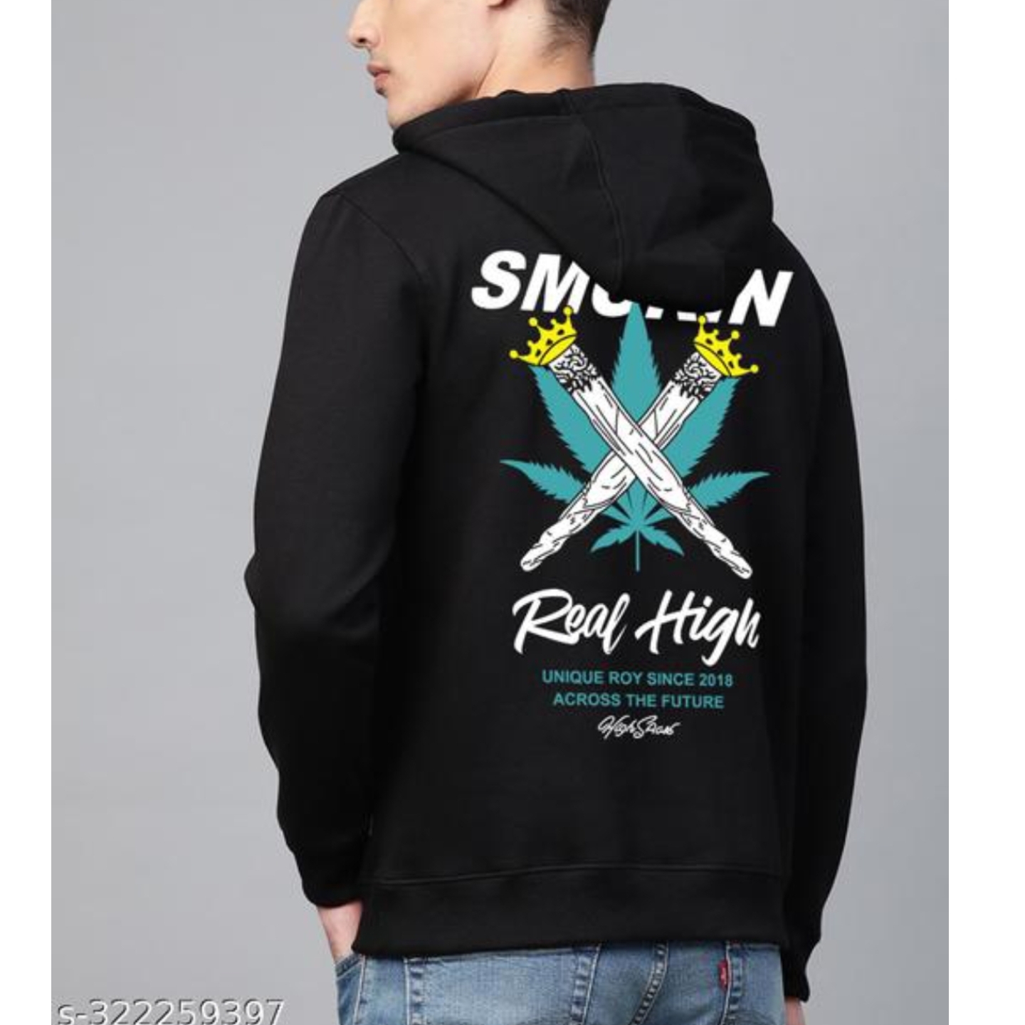 Hiden Brooks Mens Black Graphic Printed Hooded Sweatshirt 322259397