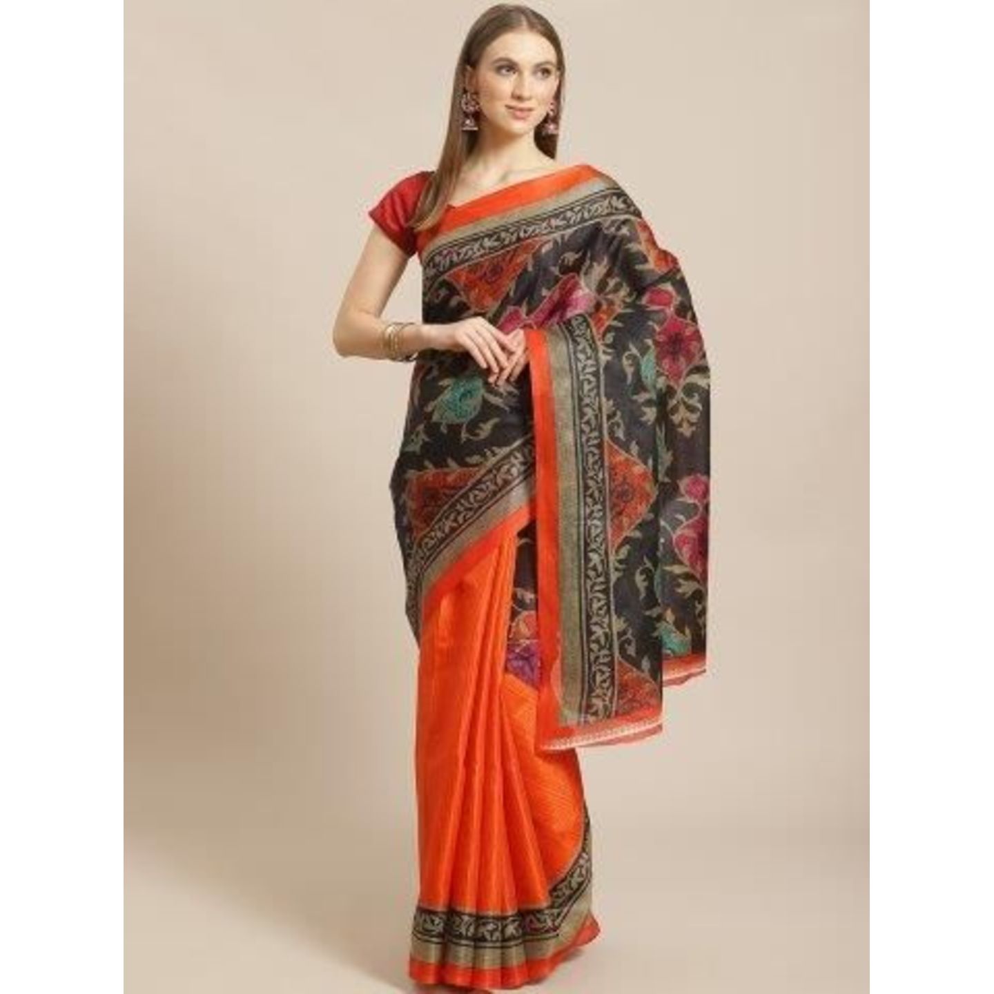 Unique Printed Mysore Silk Saree (Code: C1556416)