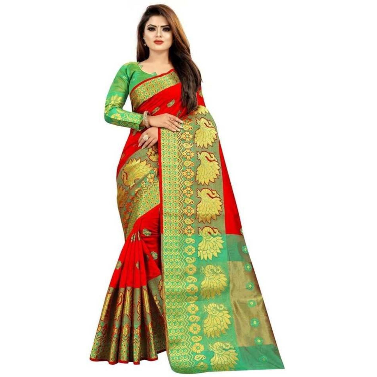 Delicate Banarasi Cotton Silk Saree With Zari Woven Work Code C1558118