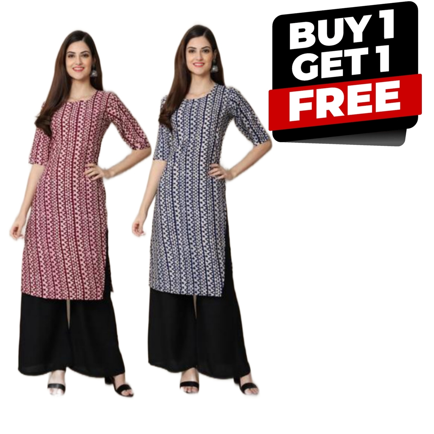 Stylish Womens Crepe Digital Printed Straight Kurti Pack of 2 316215815