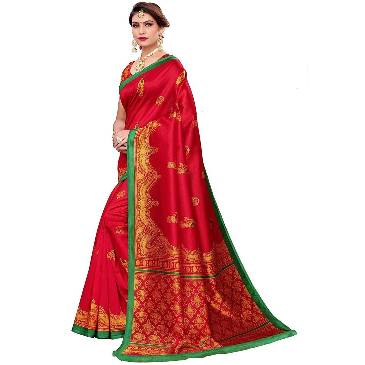 Stunning Printed Art Silk Saree (Code: C1436640)