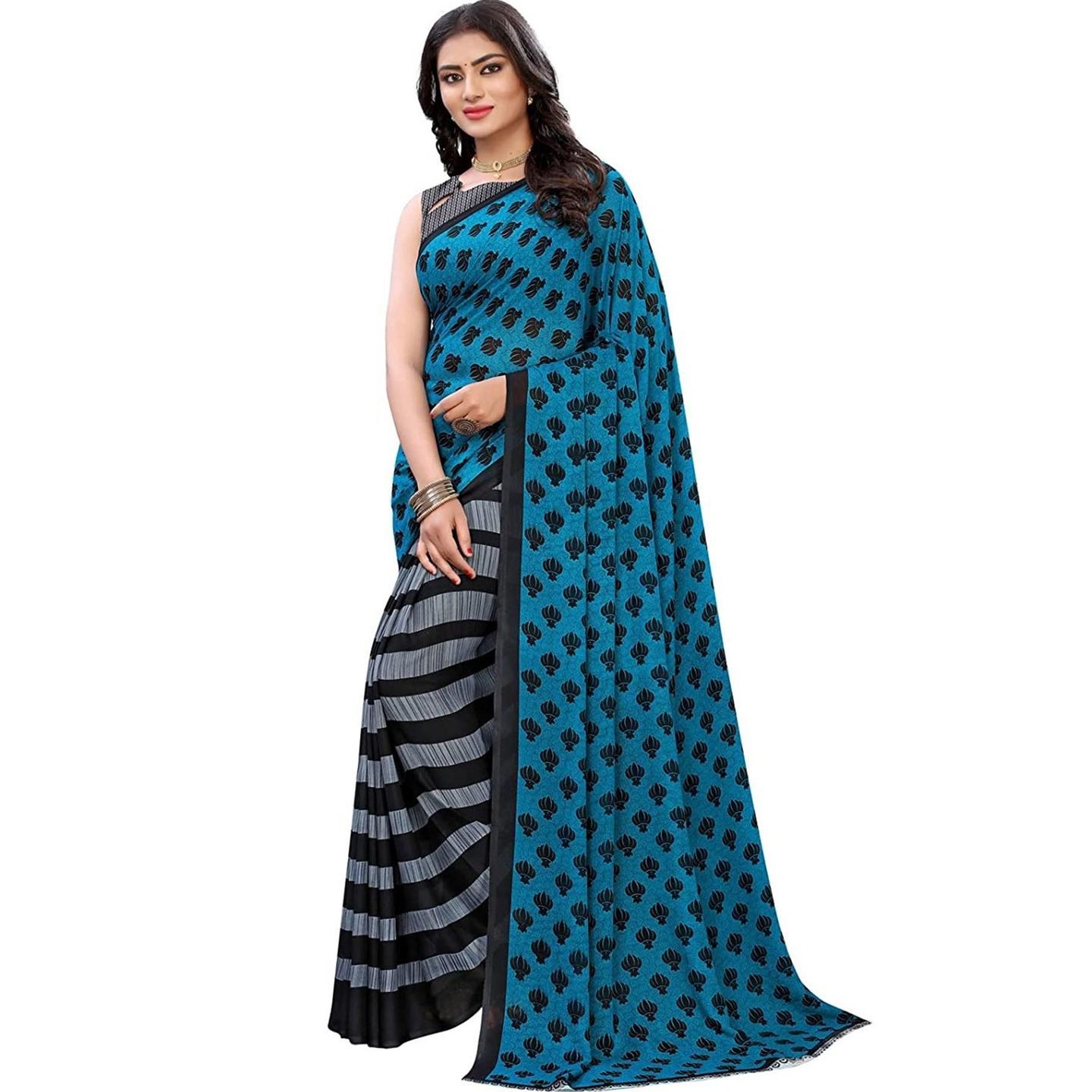 Latest Printed Georgette Saree (Code: C2328565)